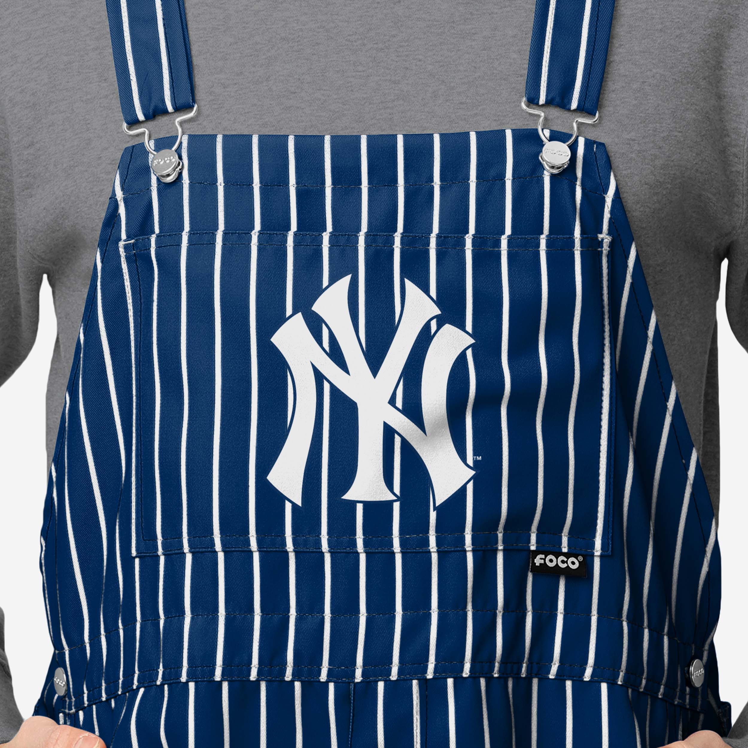 New York Yankees Mens Pinstripe Bib Shortalls - Image 4