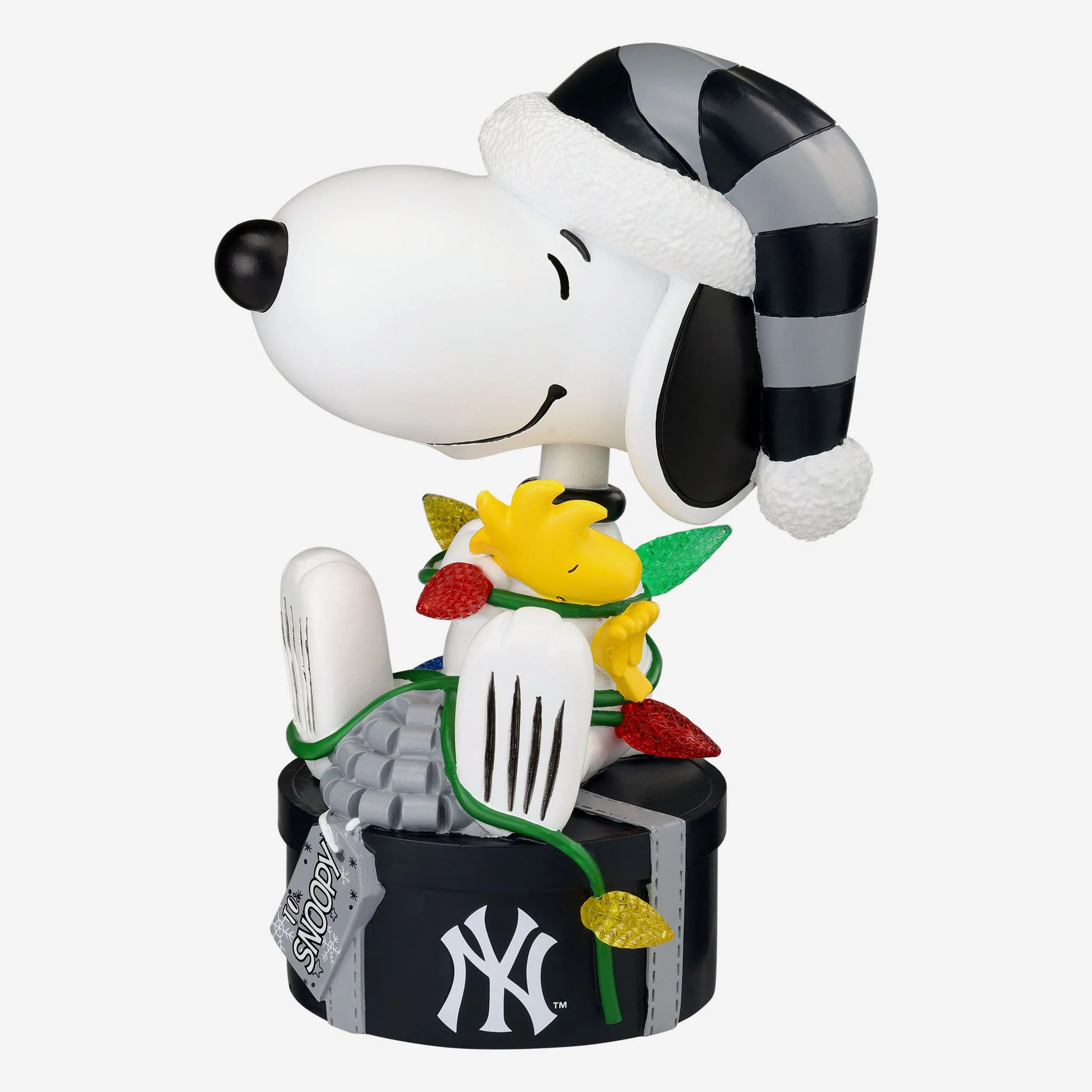 New York Yankees Snoopy & Woodstock Peanuts Christmas Light Up Bobblehead