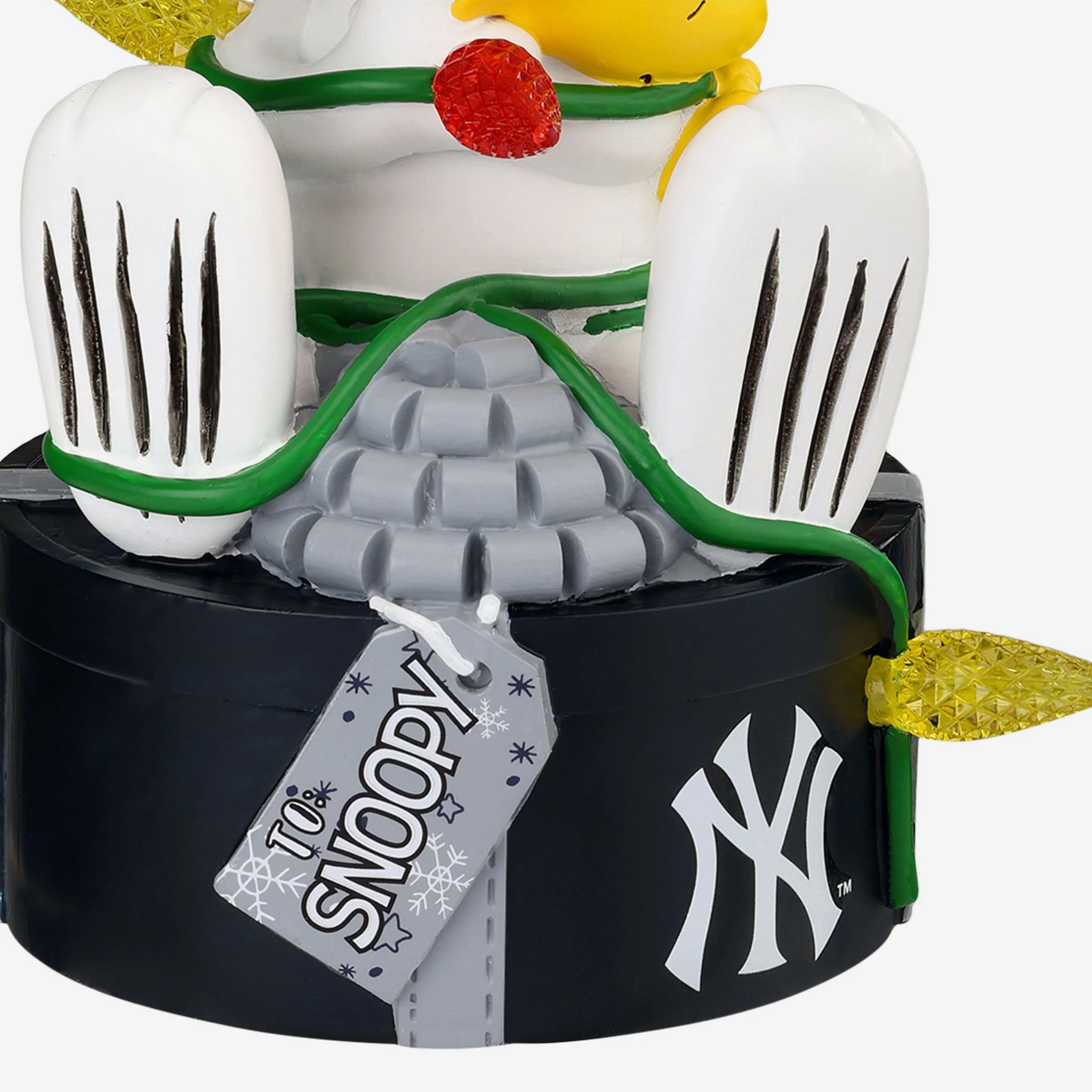 New York Yankees Snoopy & Woodstock Peanuts Christmas Light Up Bobblehead - Image 4