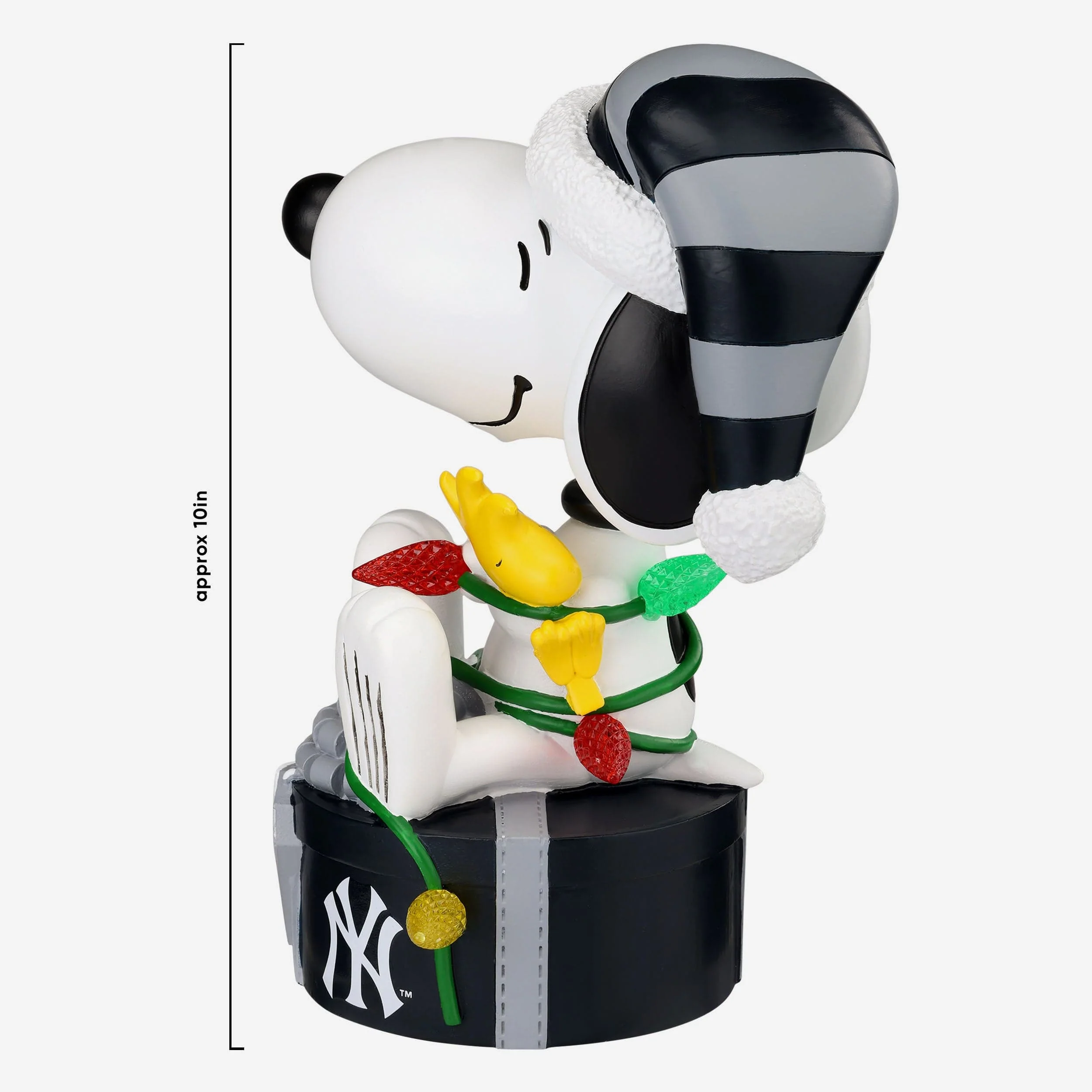 New York Yankees Snoopy & Woodstock Peanuts Christmas Light Up Bobblehead - Image 5