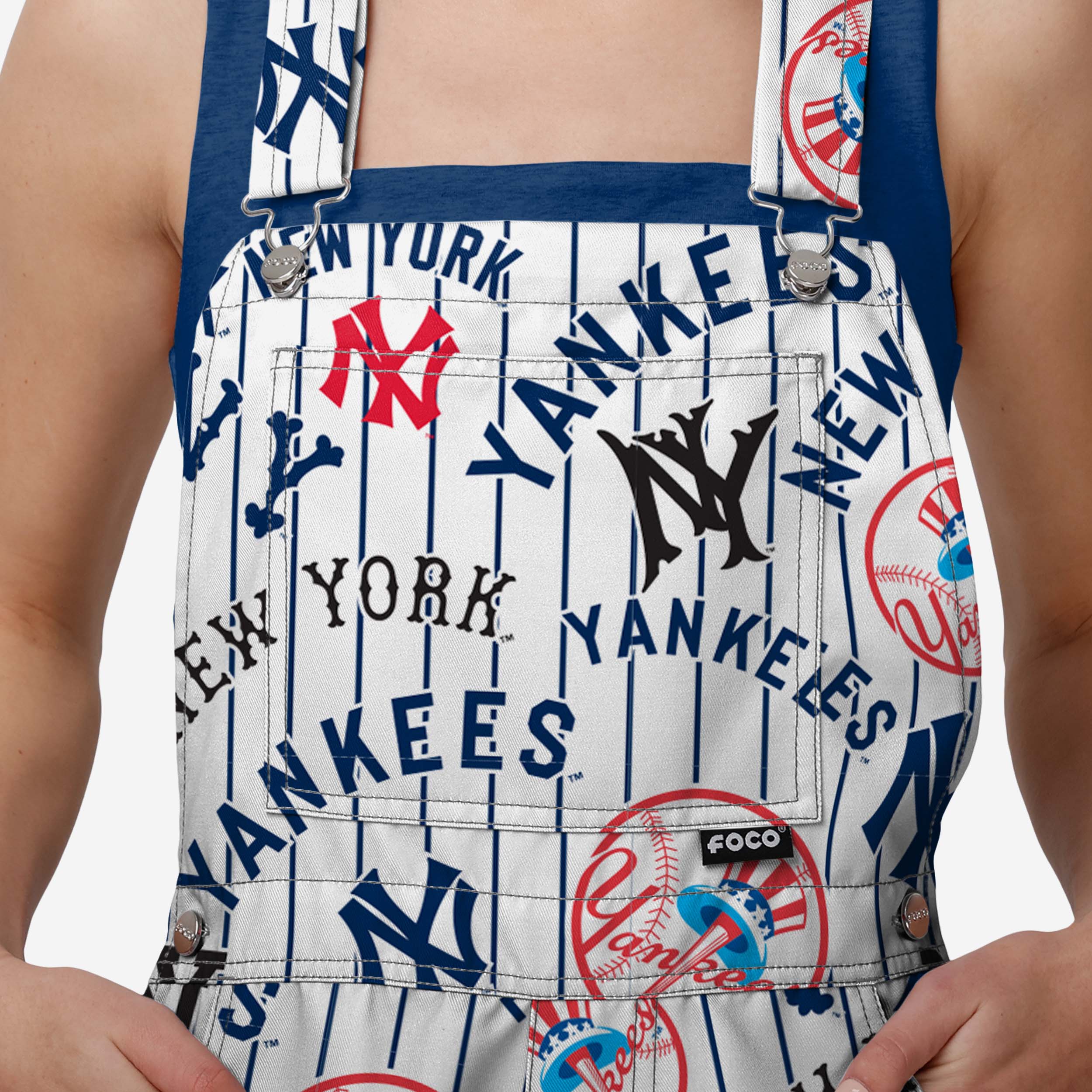 New York Yankees Womens Historic Print Bib Shortalls - Image 4