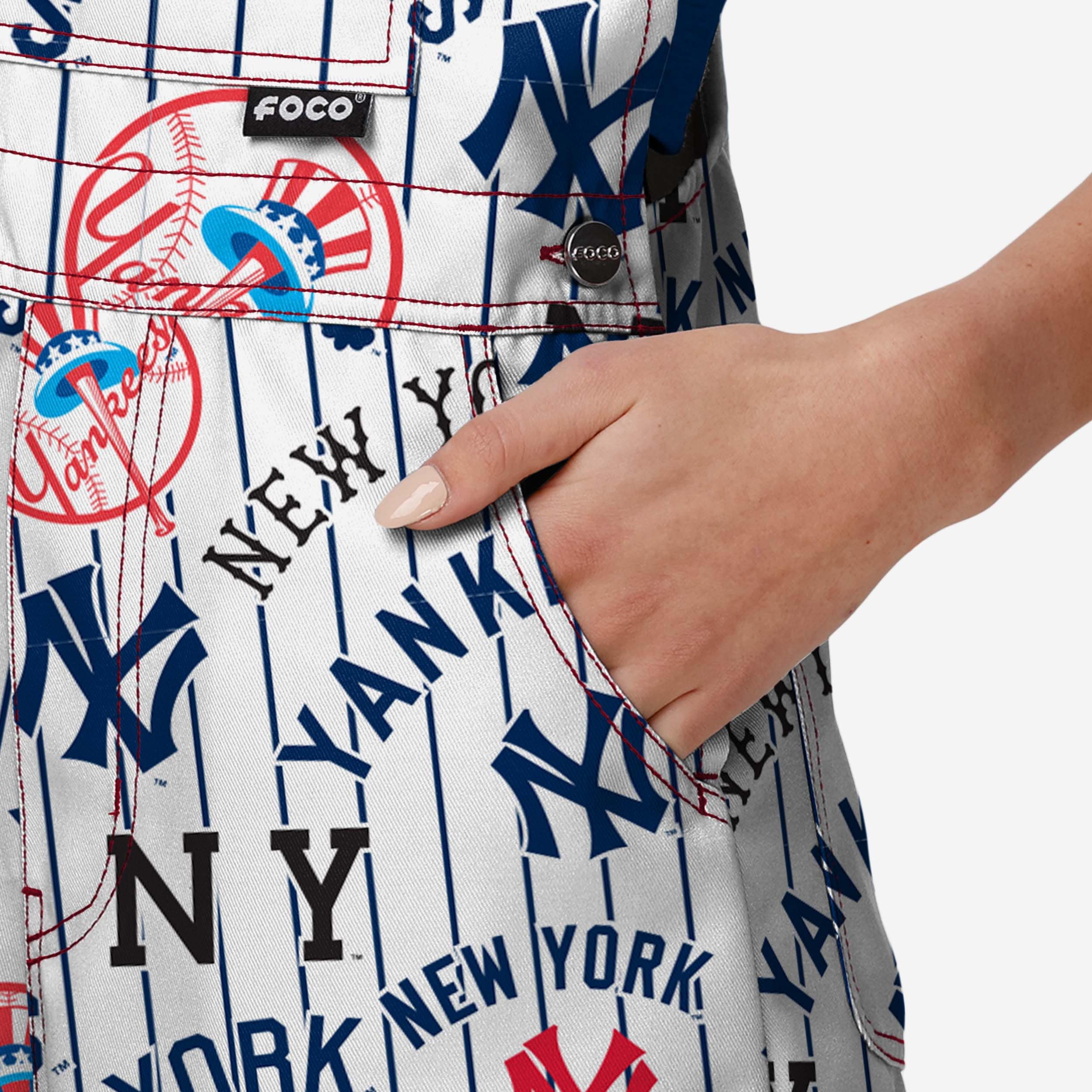 New York Yankees Womens Historic Print Bib Shortalls - Image 5