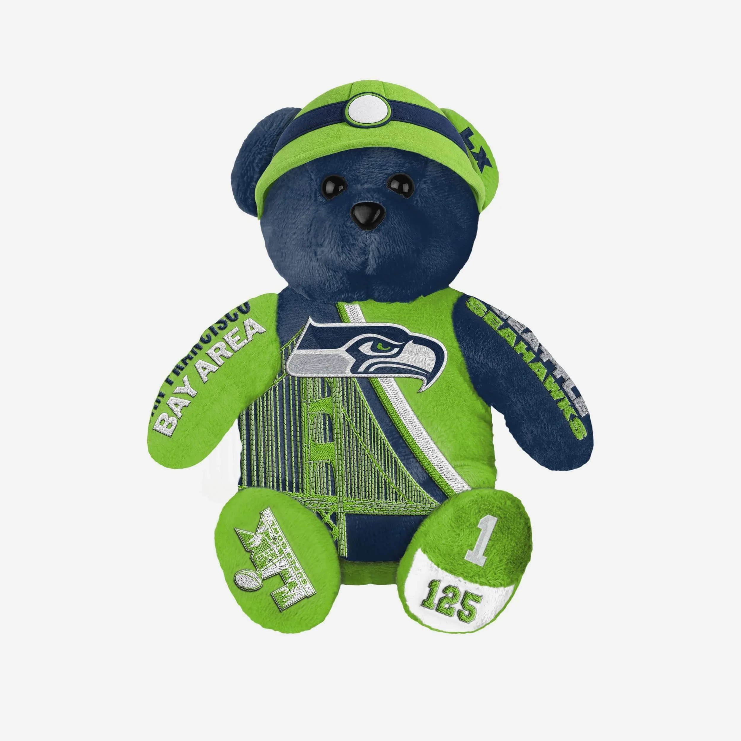 Seattle Seahawks NFC Super Bowl LX Bound Team Beans Thematic Embroidered Bear - Image 3