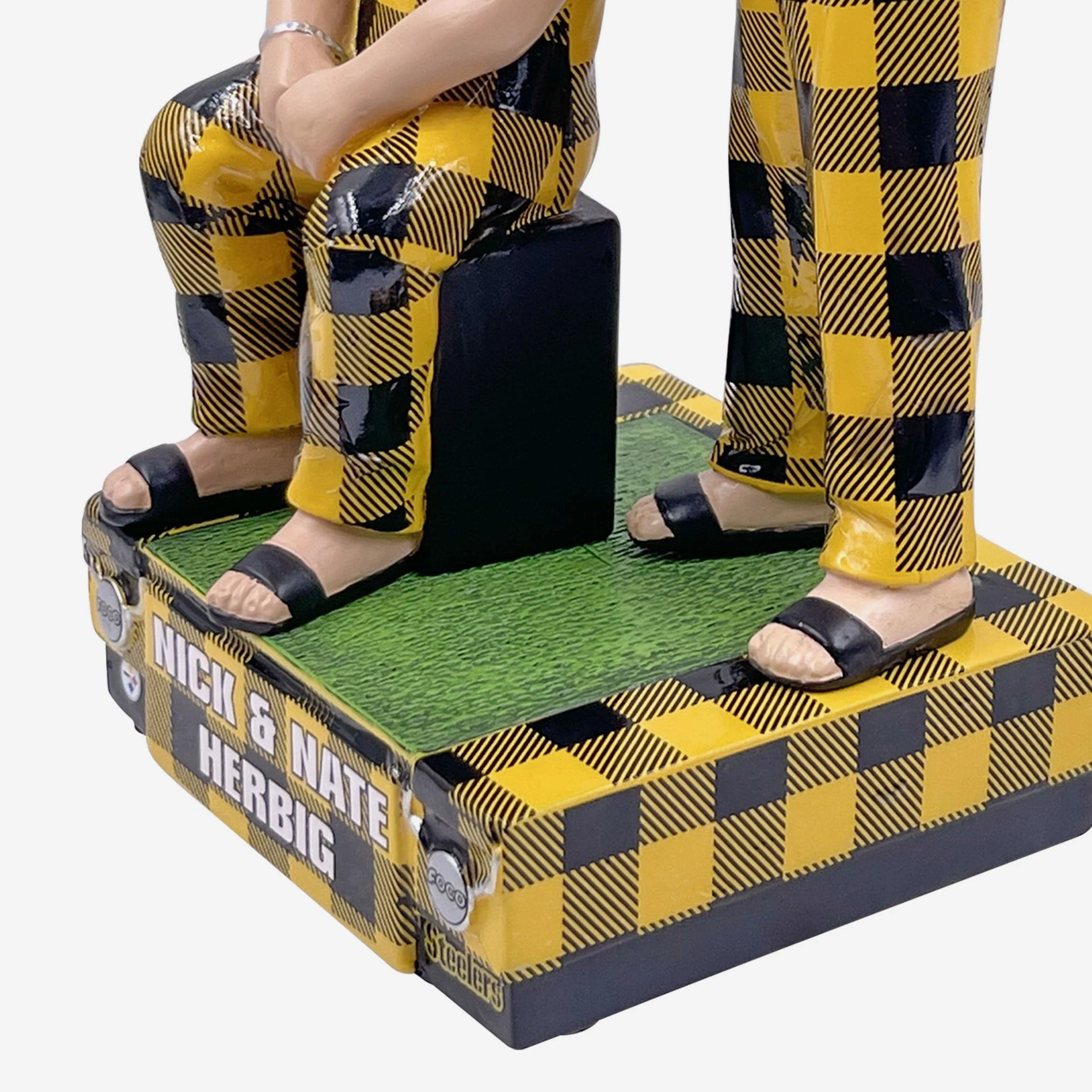 Nick Herbig & Nate Herbig Pittsburgh Steelers Bib Overalls Dual Bobblehead - Image 3