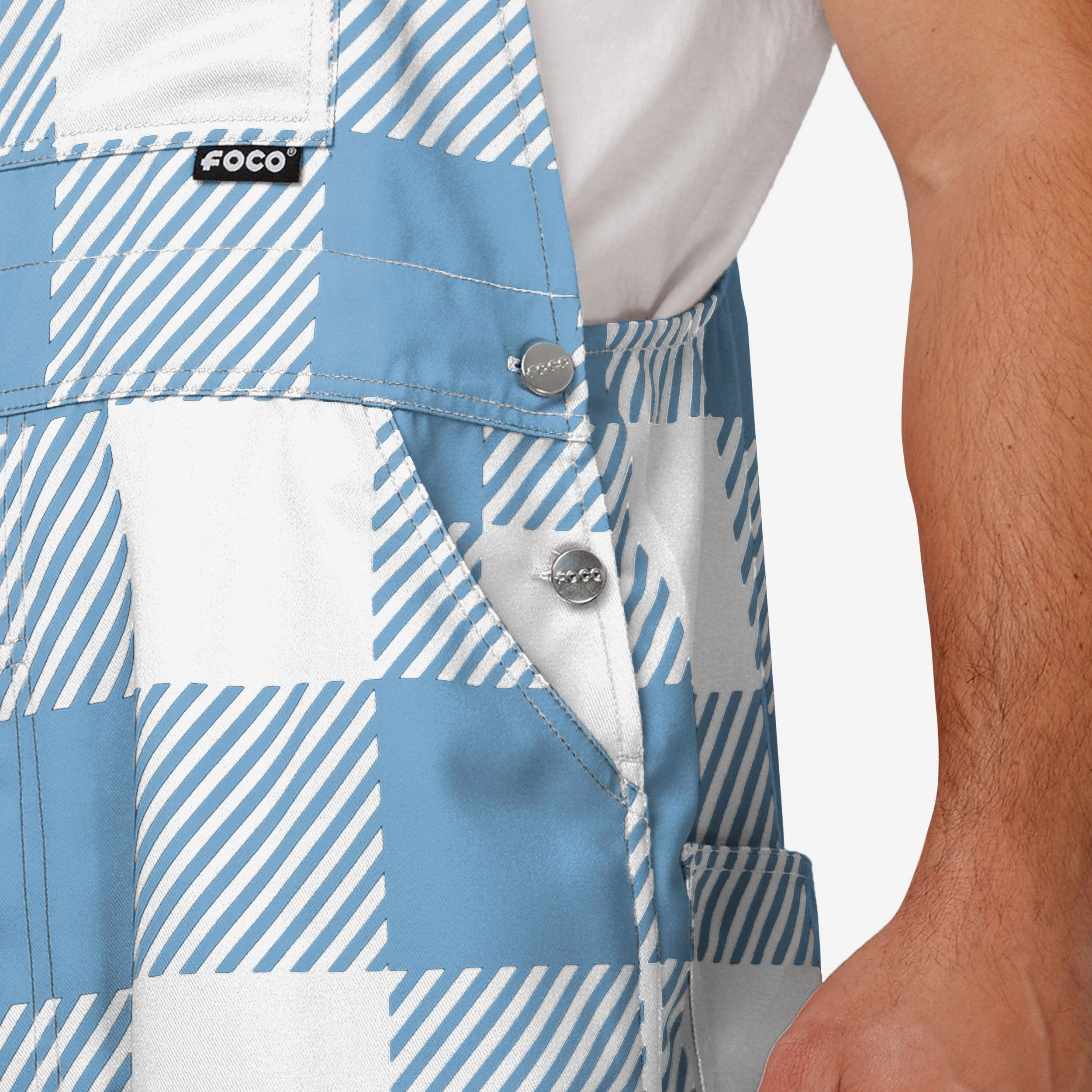 North Carolina Tar Heels Mens Plaid Bib Overalls - Image 5