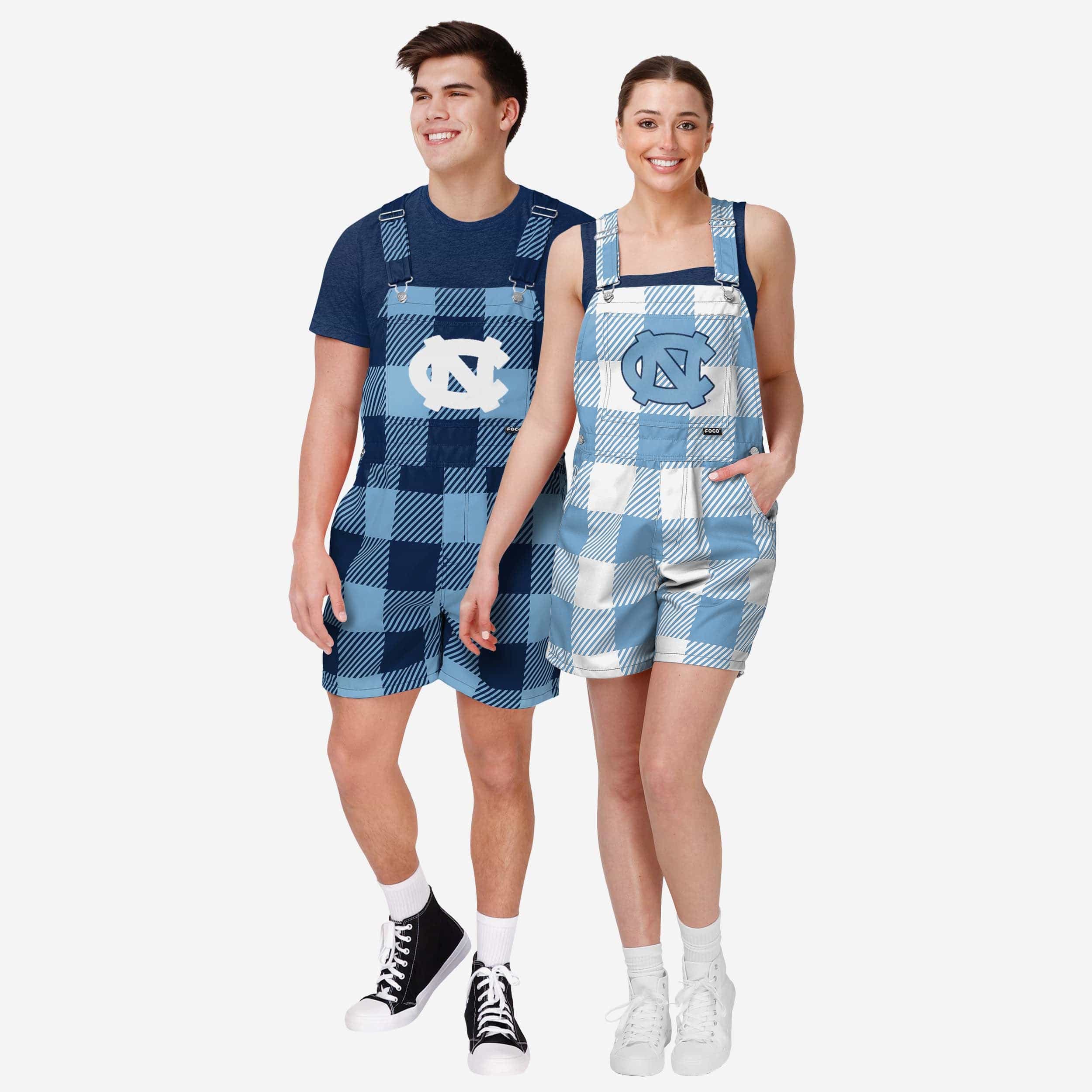 North Carolina Tar Heels Mens Plaid Bib Shortalls - Image 3