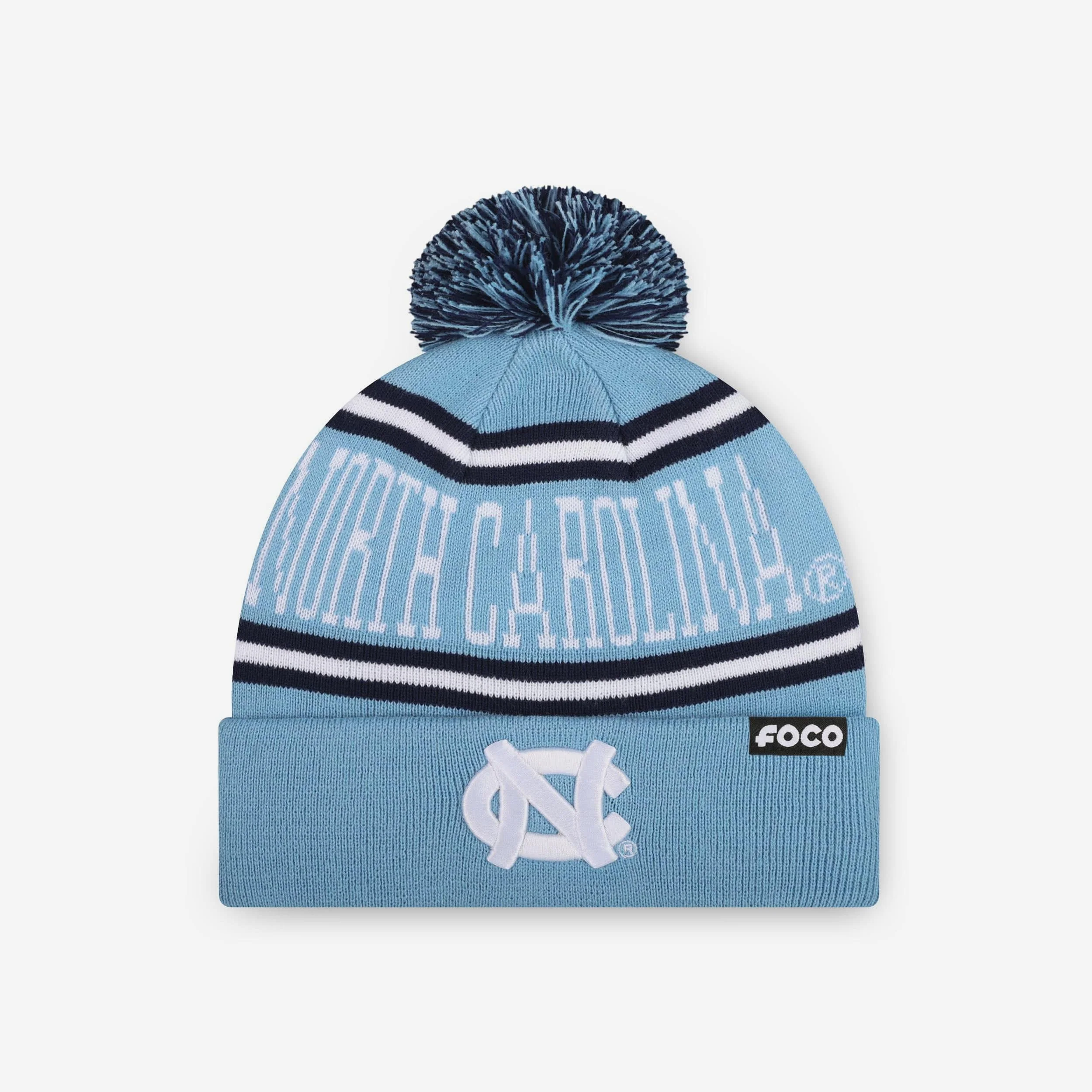 North Carolina Tar Heels Primary Stripe Pom Beanie