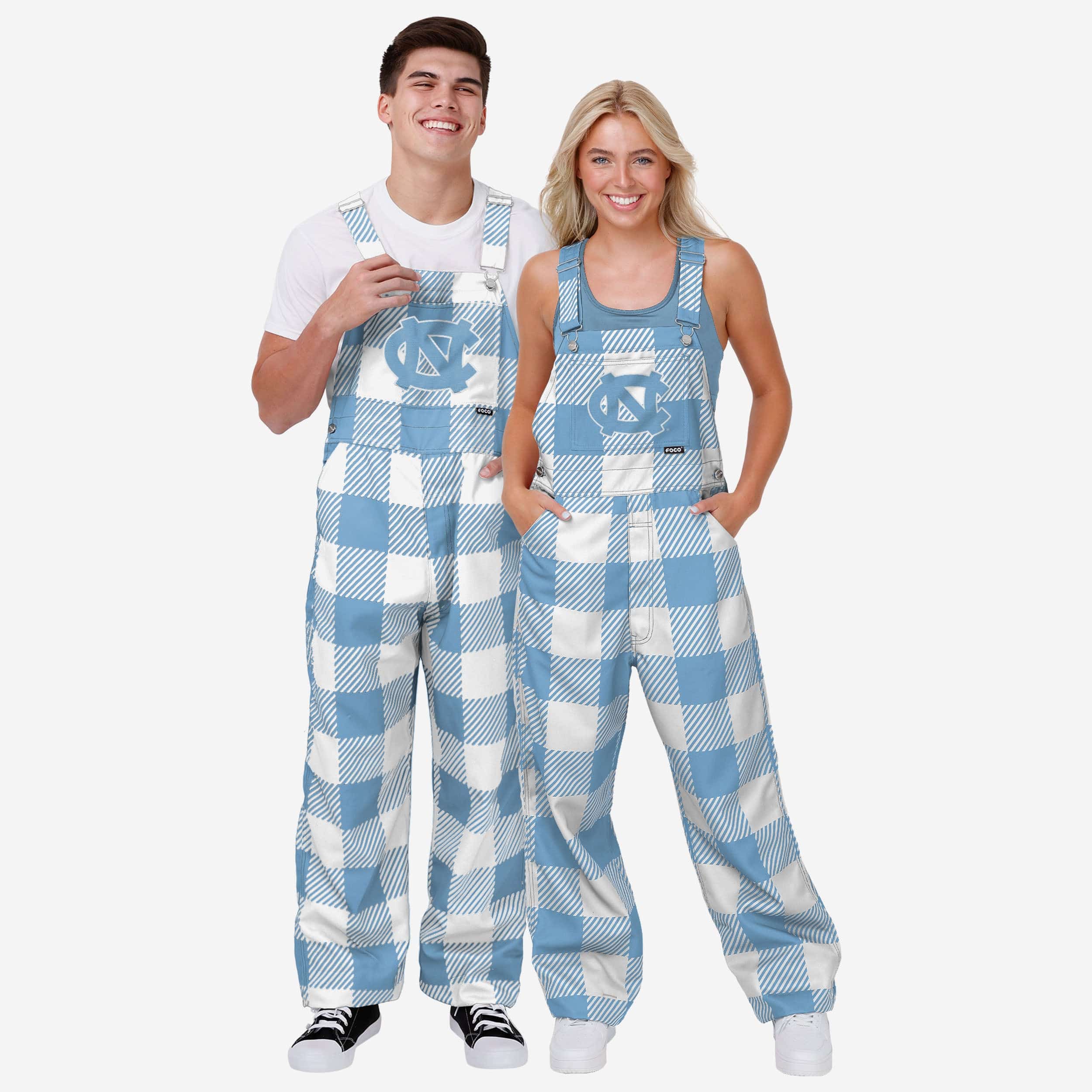 North Carolina Tar Heels Womens Plaid Bib Overalls - Image 3