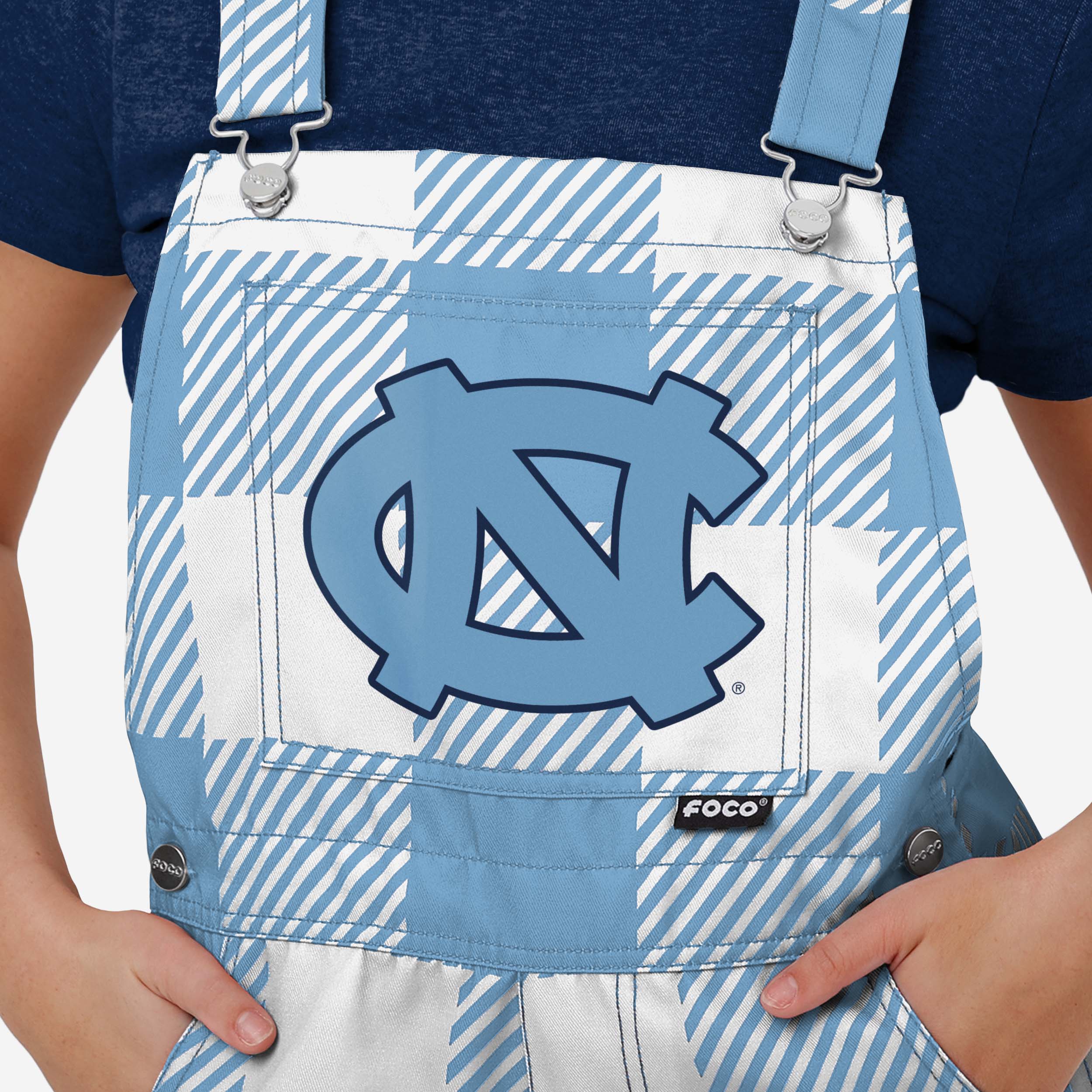 North Carolina Tar Heels Womens Plaid Bib Shortalls - Image 4
