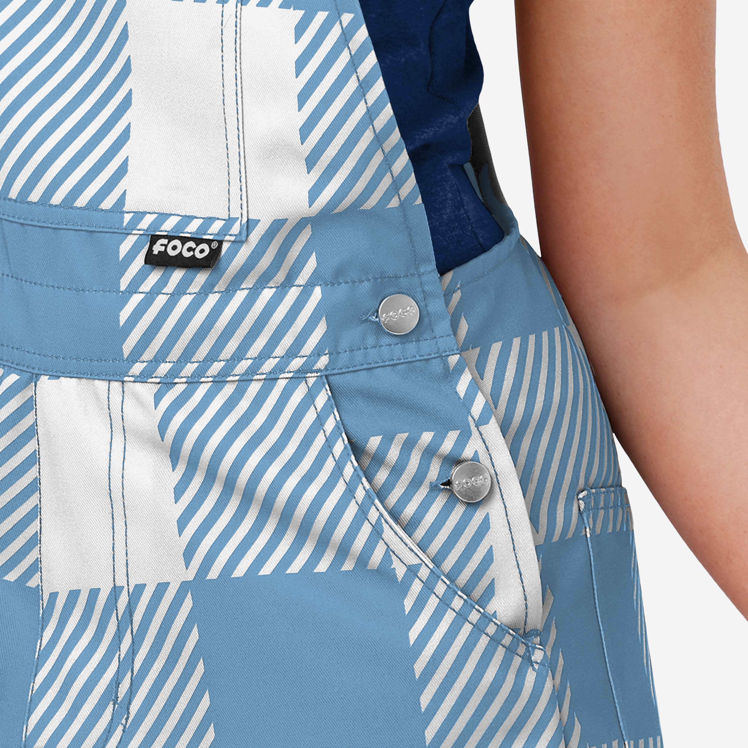 North Carolina Tar Heels Womens Plaid Bib Shortalls - Image 5