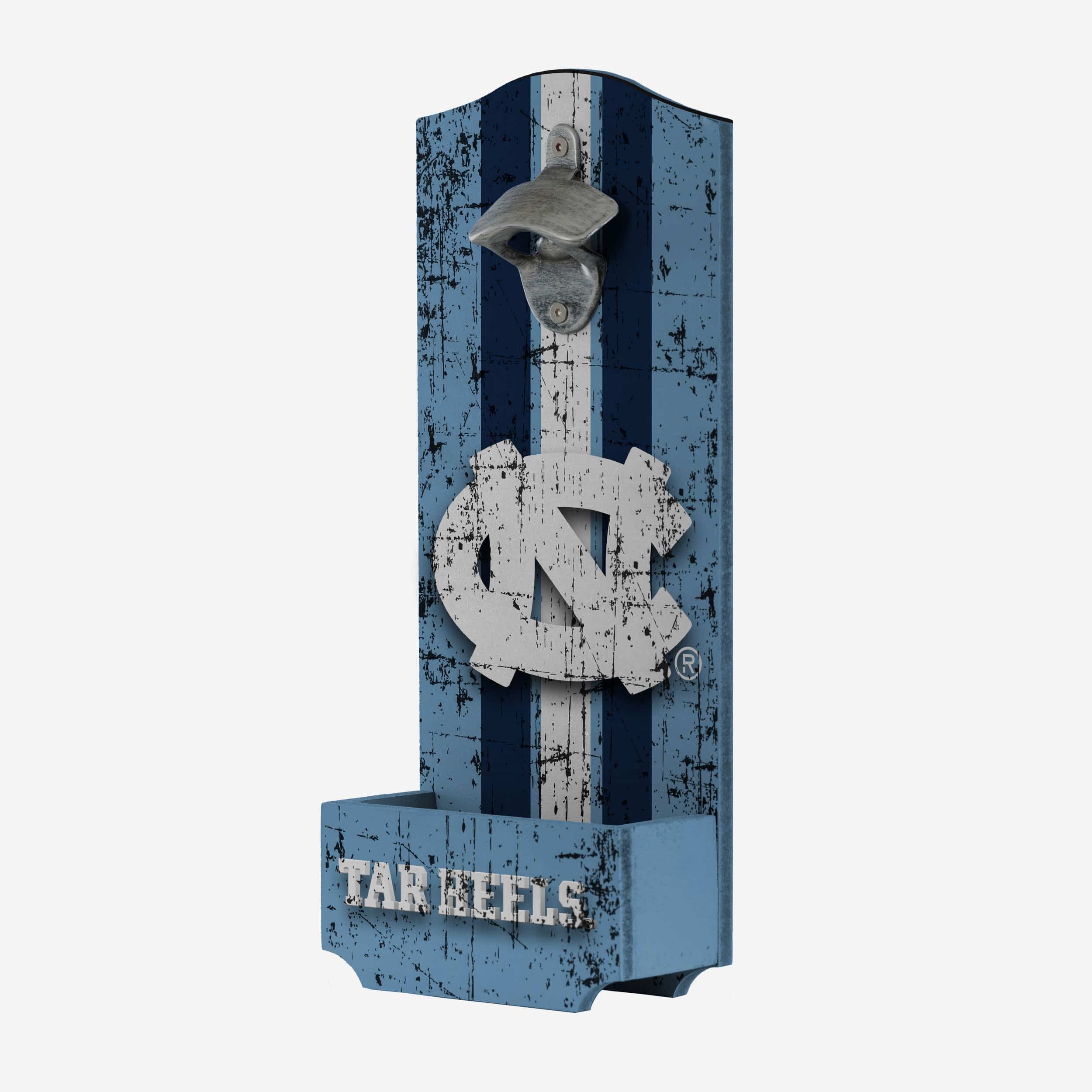North Carolina Tar Heels Wooden Bottle Cap Opener Sign