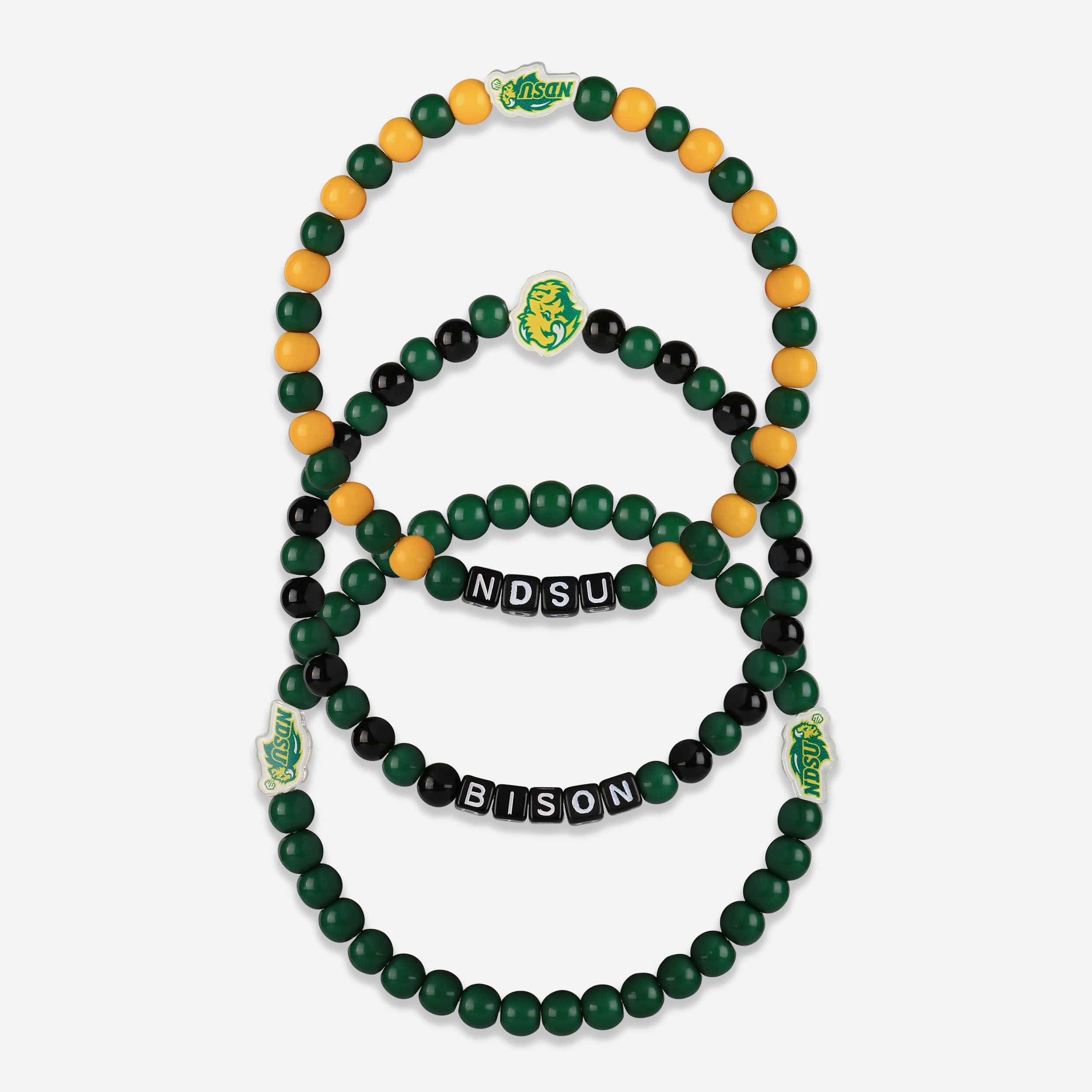 North Dakota State Bison 3 Pack Beaded Friendship Bracelet