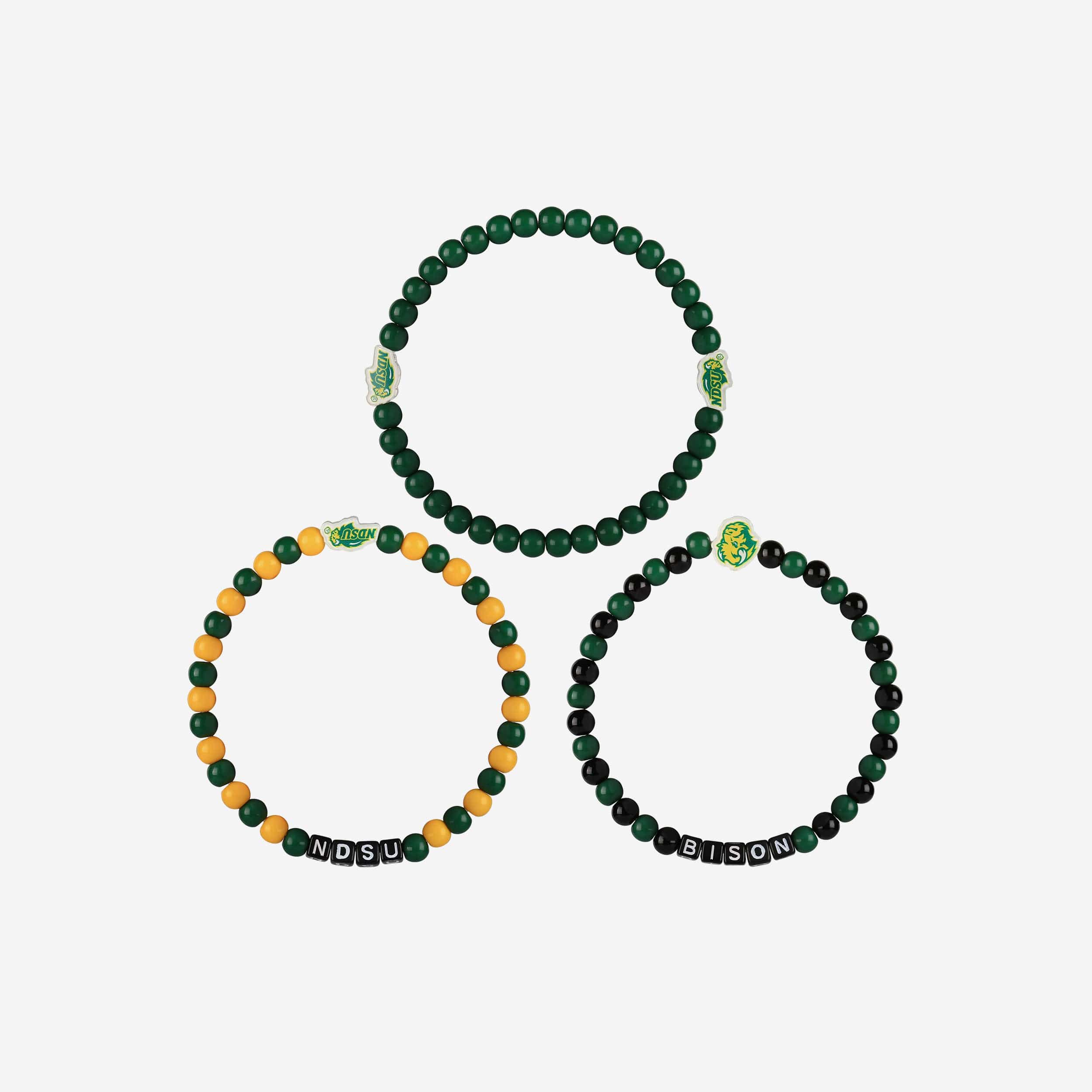 North Dakota State Bison 3 Pack Beaded Friendship Bracelet - Image 3