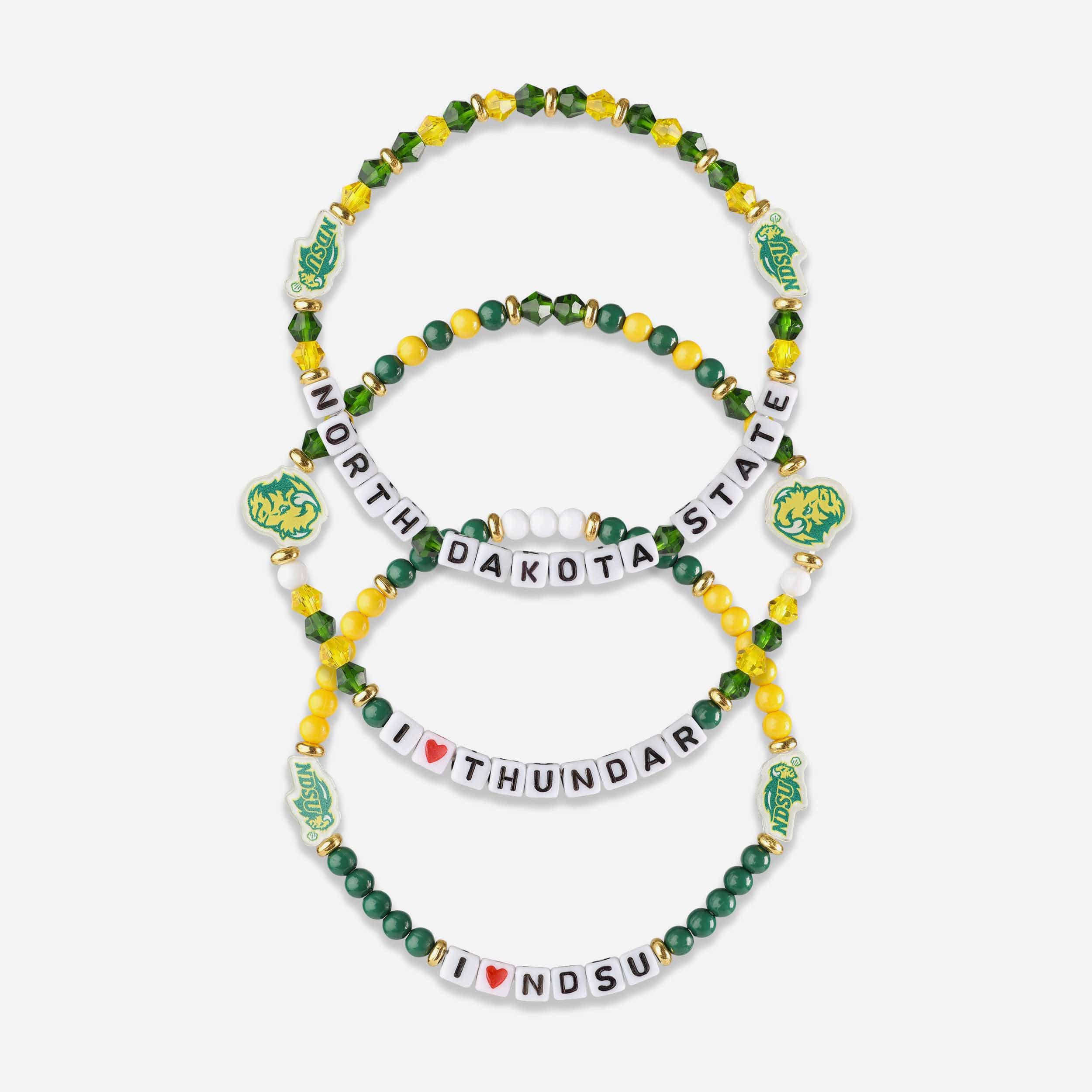 North Dakota State Bison 3 Pack Friendship Bracelet