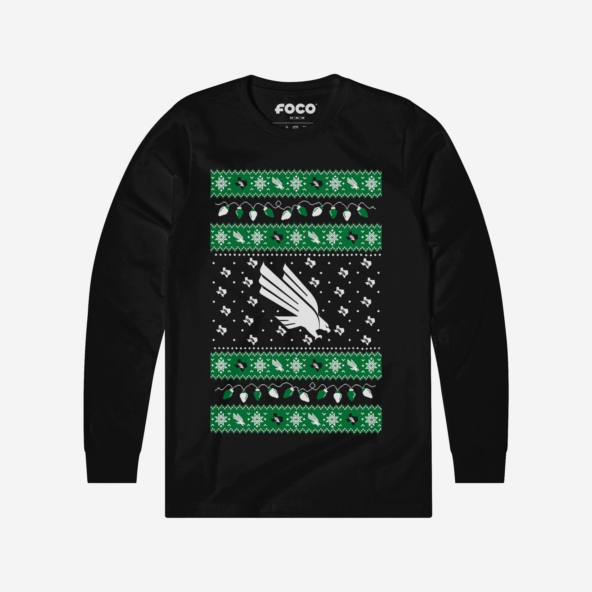 North Texas Mean Green Holiday Lights Sweater Long Sleeve T-Shirt