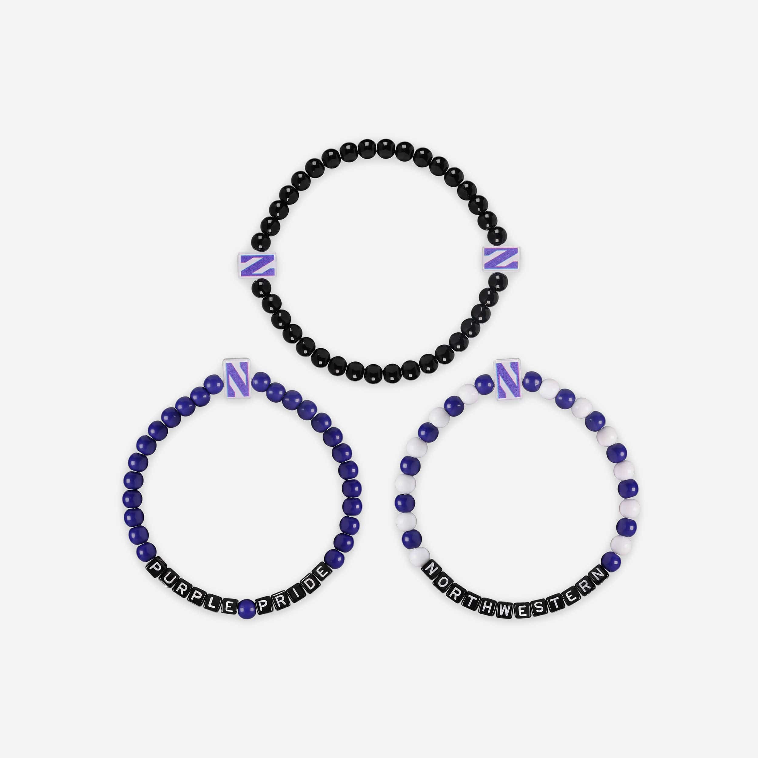 Northwestern Wildcats 3 Pack Beaded Friendship Bracelet - Image 3