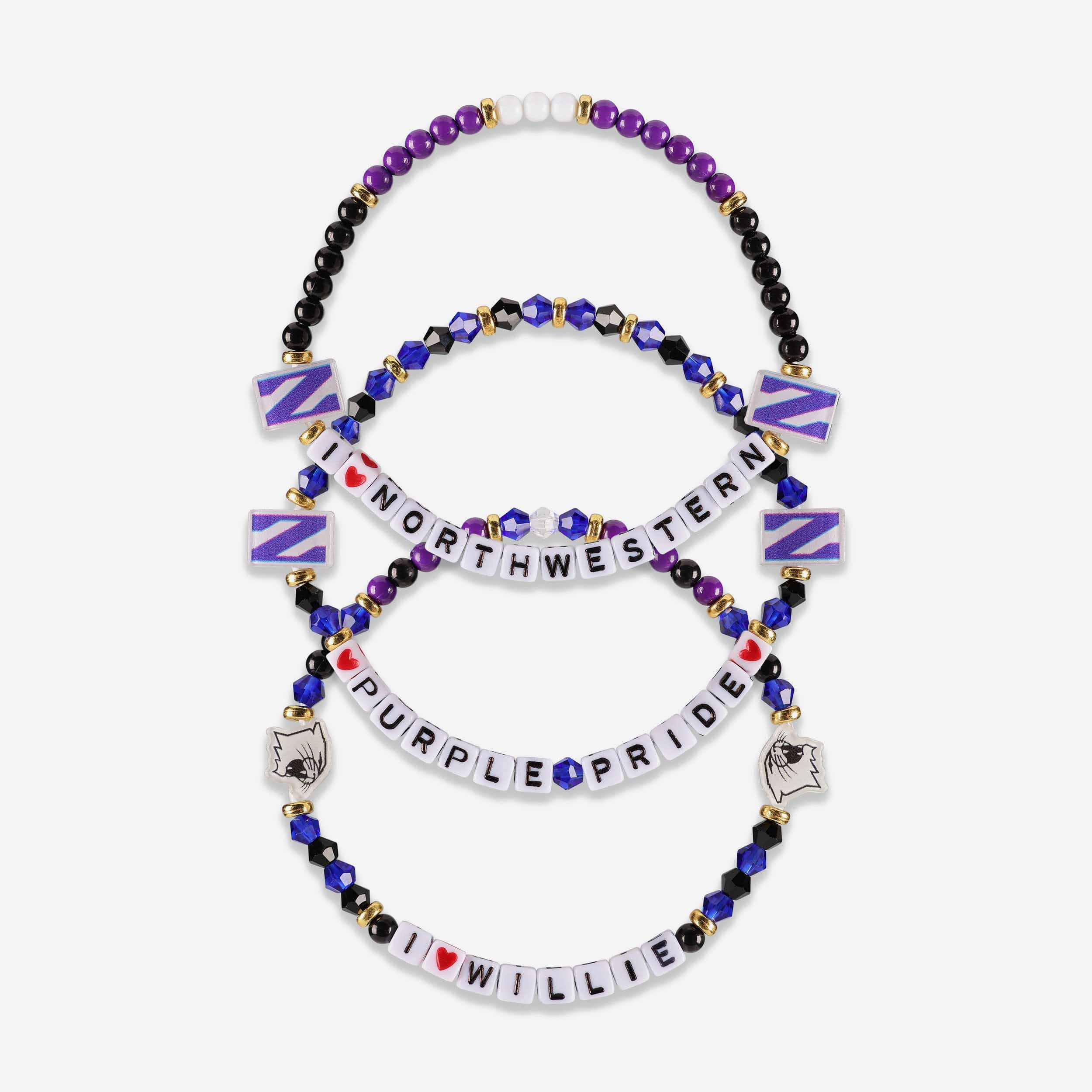 Northwestern Wildcats 3 Pack Friendship Bracelet