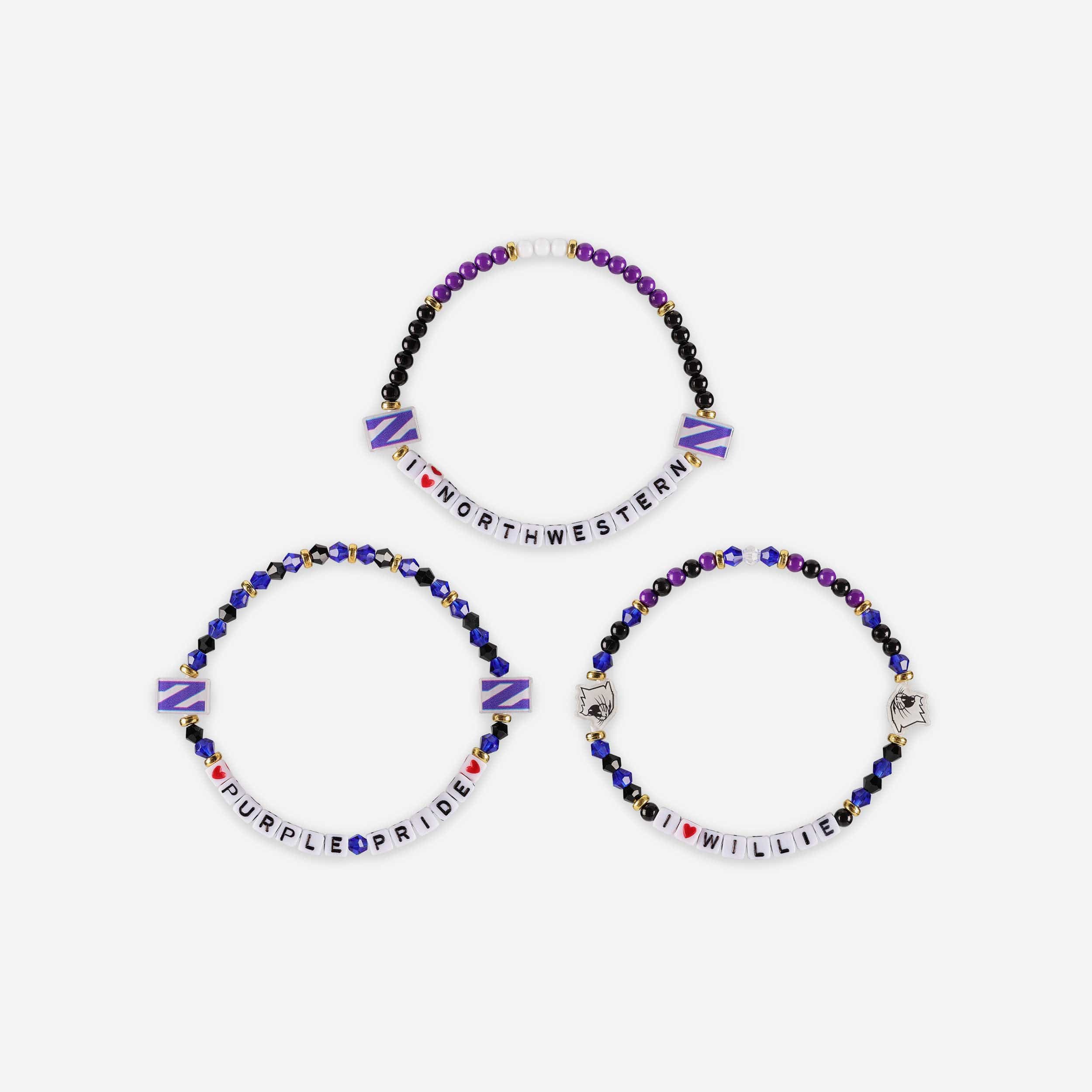 Northwestern Wildcats 3 Pack Friendship Bracelet - Image 3