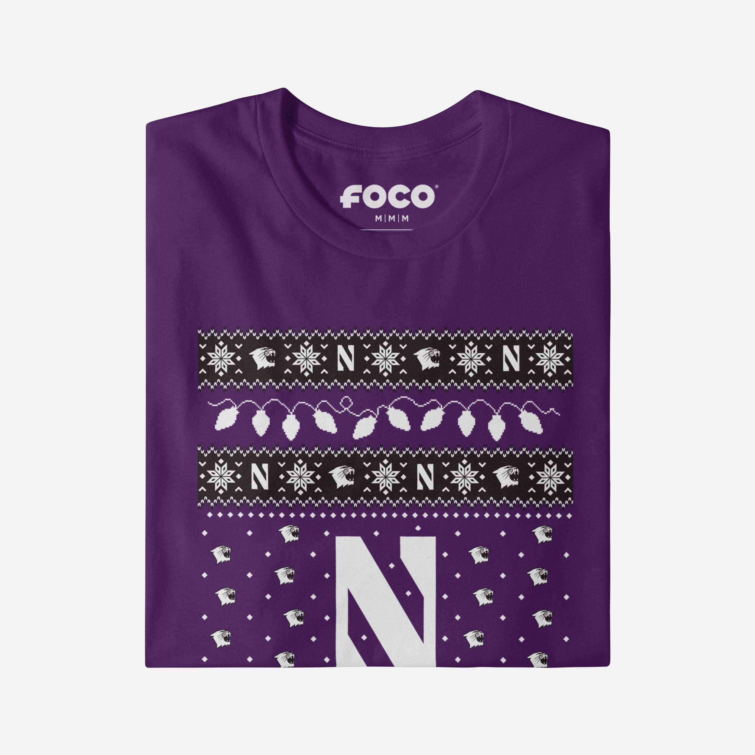 Northwestern Wildcats Holiday Lights Sweater Long Sleeve T-Shirt - Image 4