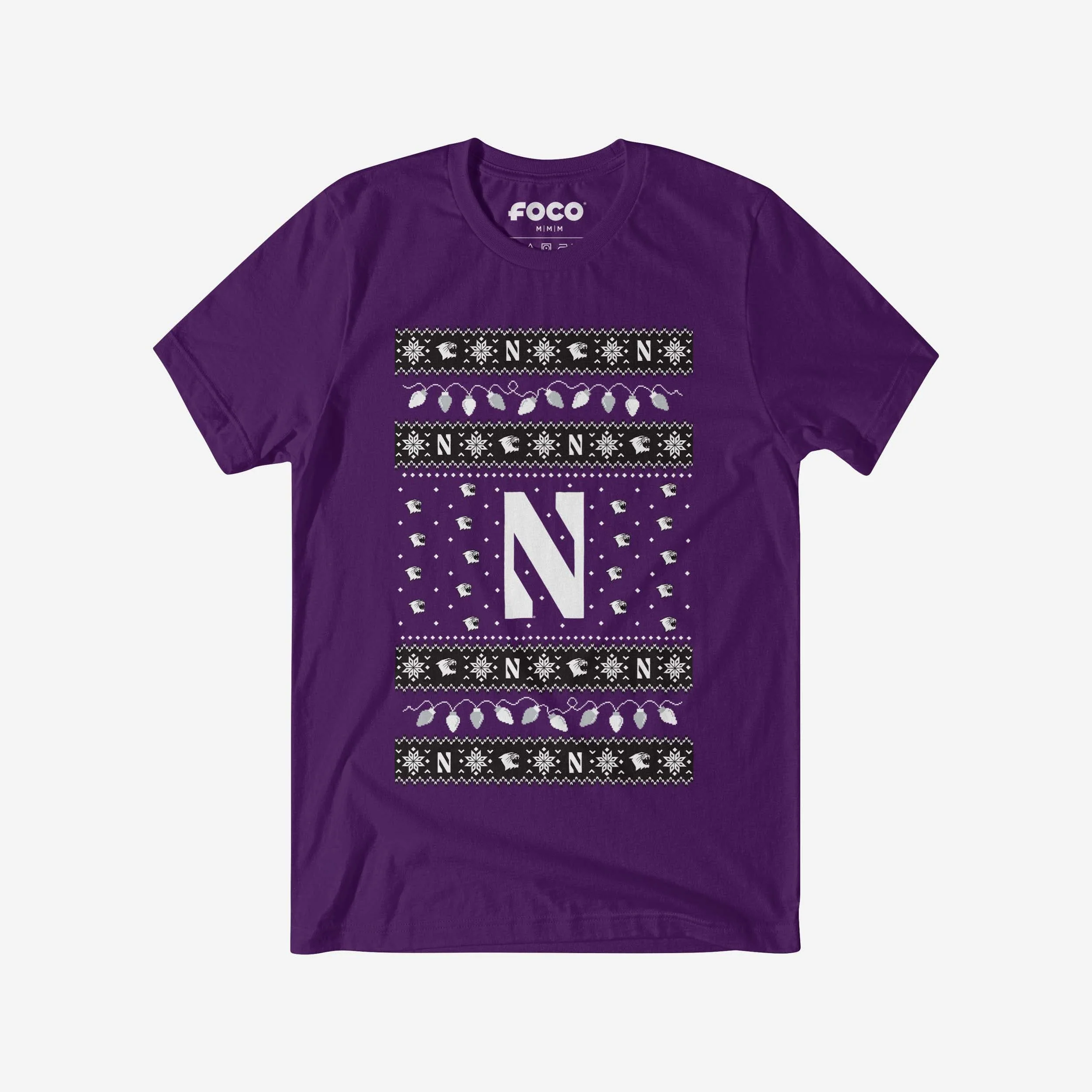 Northwestern Wildcats Holiday Lights Sweater T-Shirt