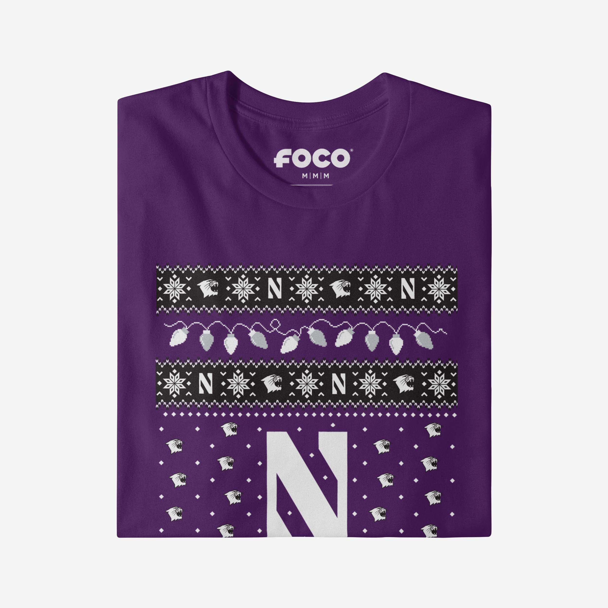 Northwestern Wildcats Holiday Lights Sweater T-Shirt - Image 4