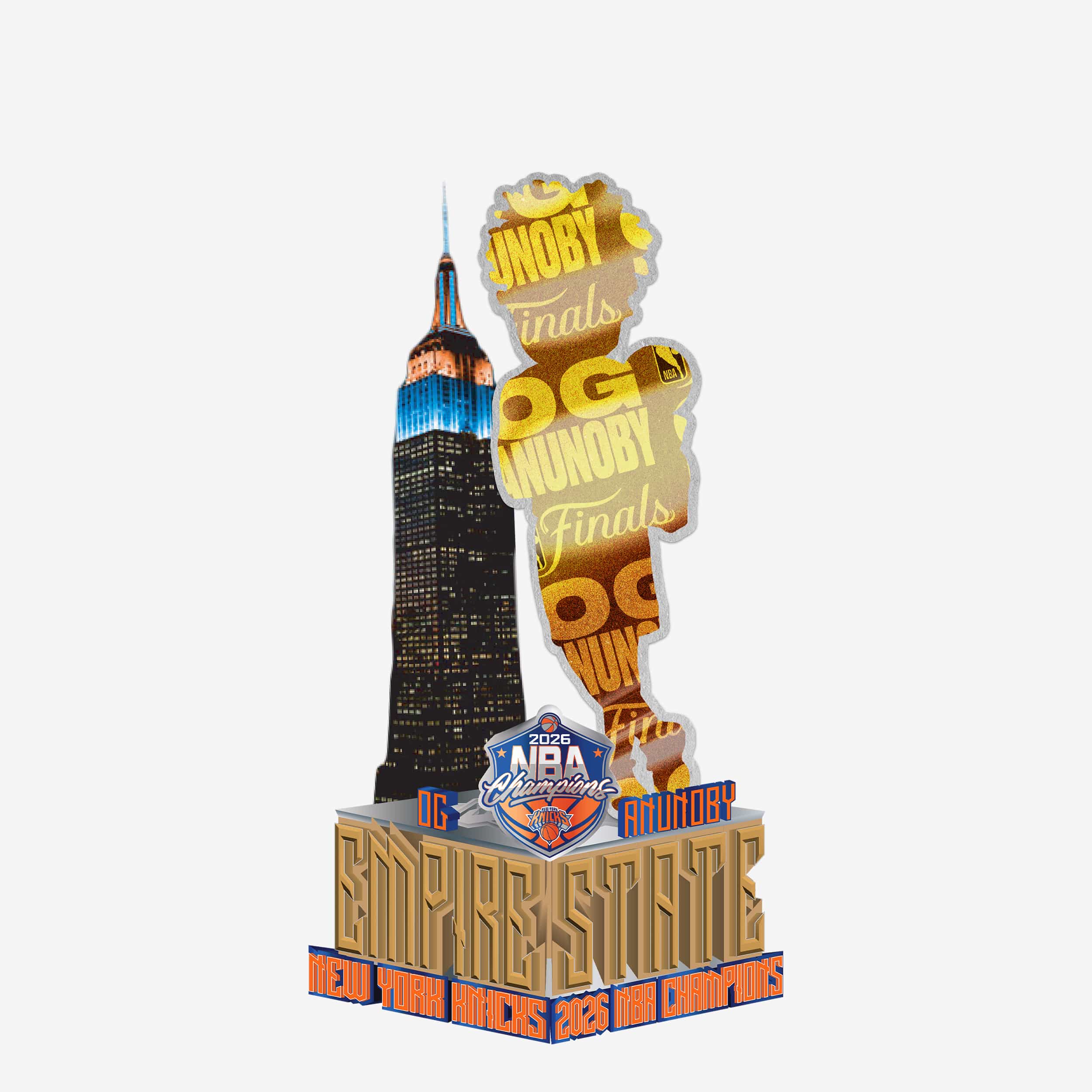 OG Anunoby New York Knicks 2026 NBA Champions Empire State Building Light Up Bobblehead