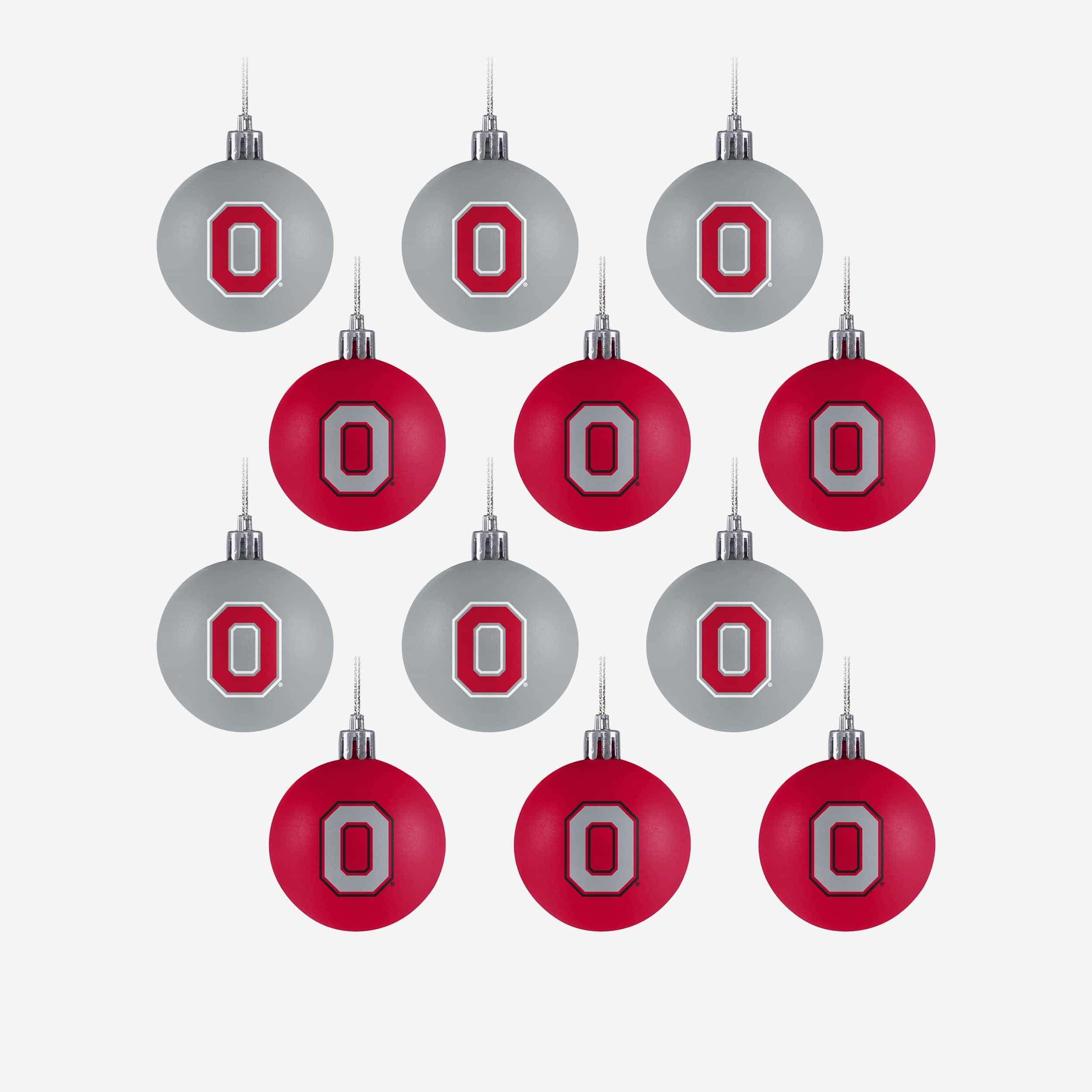 Ohio State Buckeyes 12 Pack Plastic Ball Ornament Set