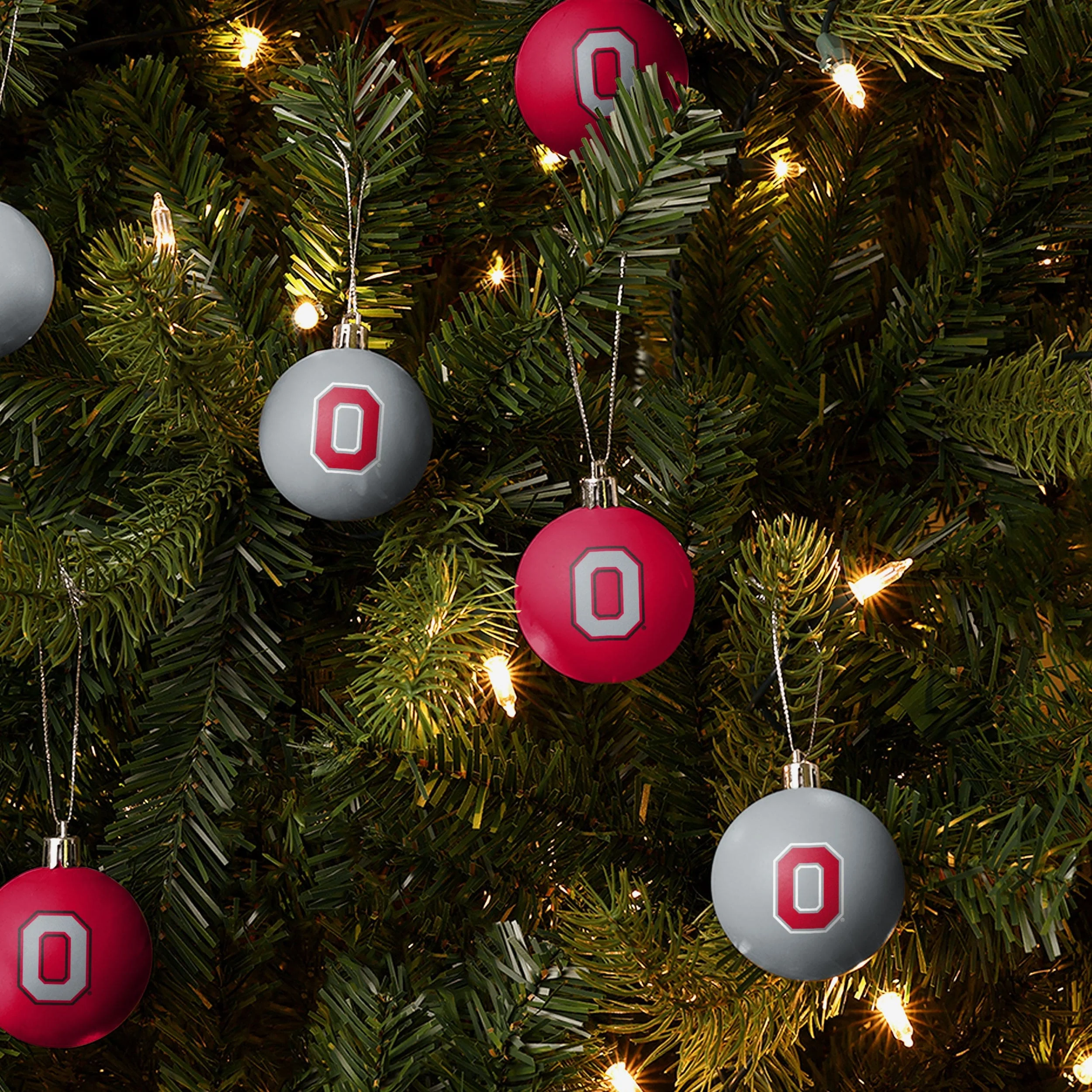 Ohio State Buckeyes 12 Pack Plastic Ball Ornament Set - Image 2