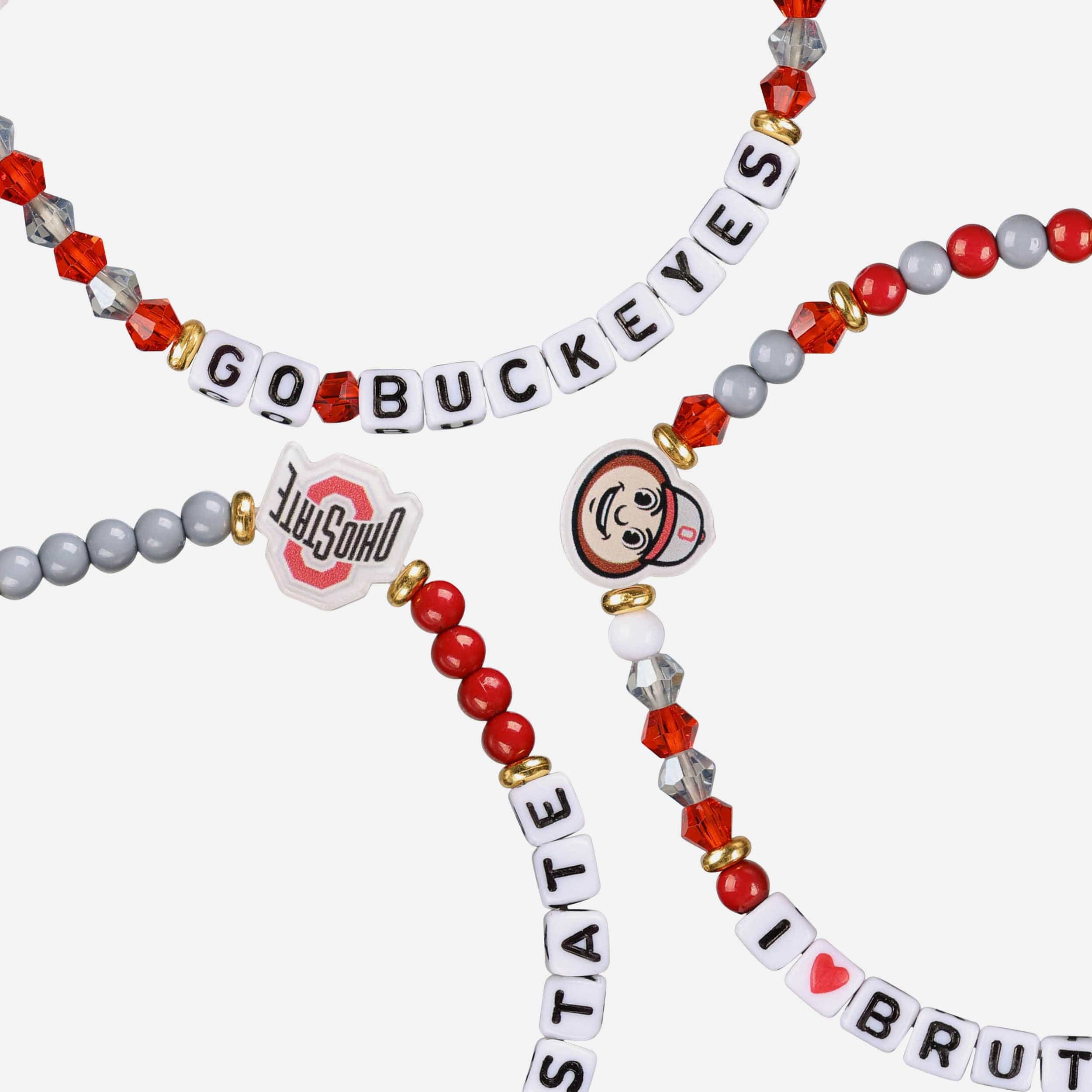 Ohio State Buckeyes 3 Pack Friendship Bracelet - Image 2