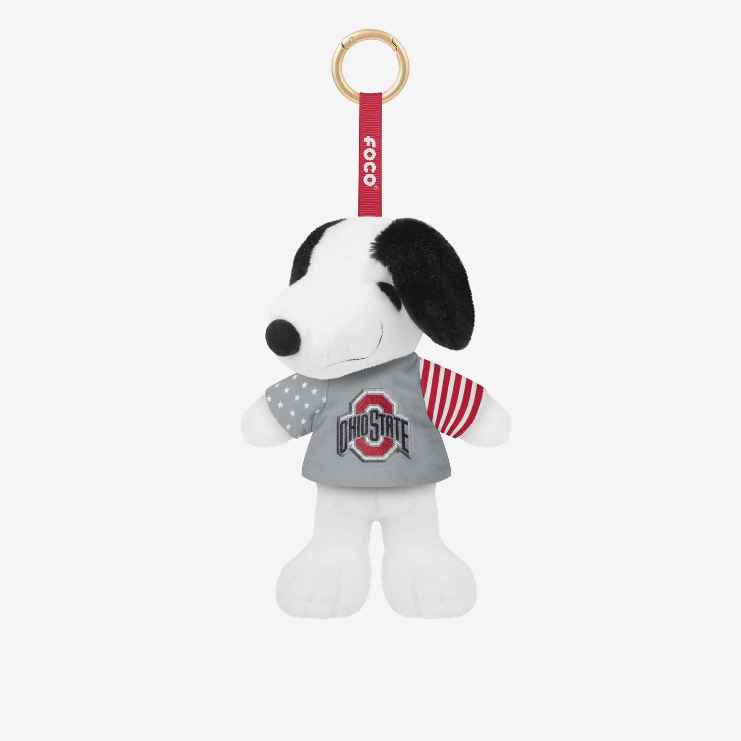 Ohio State Buckeyes Americana Plush Snoopy Peanuts Bag Charm Keychain