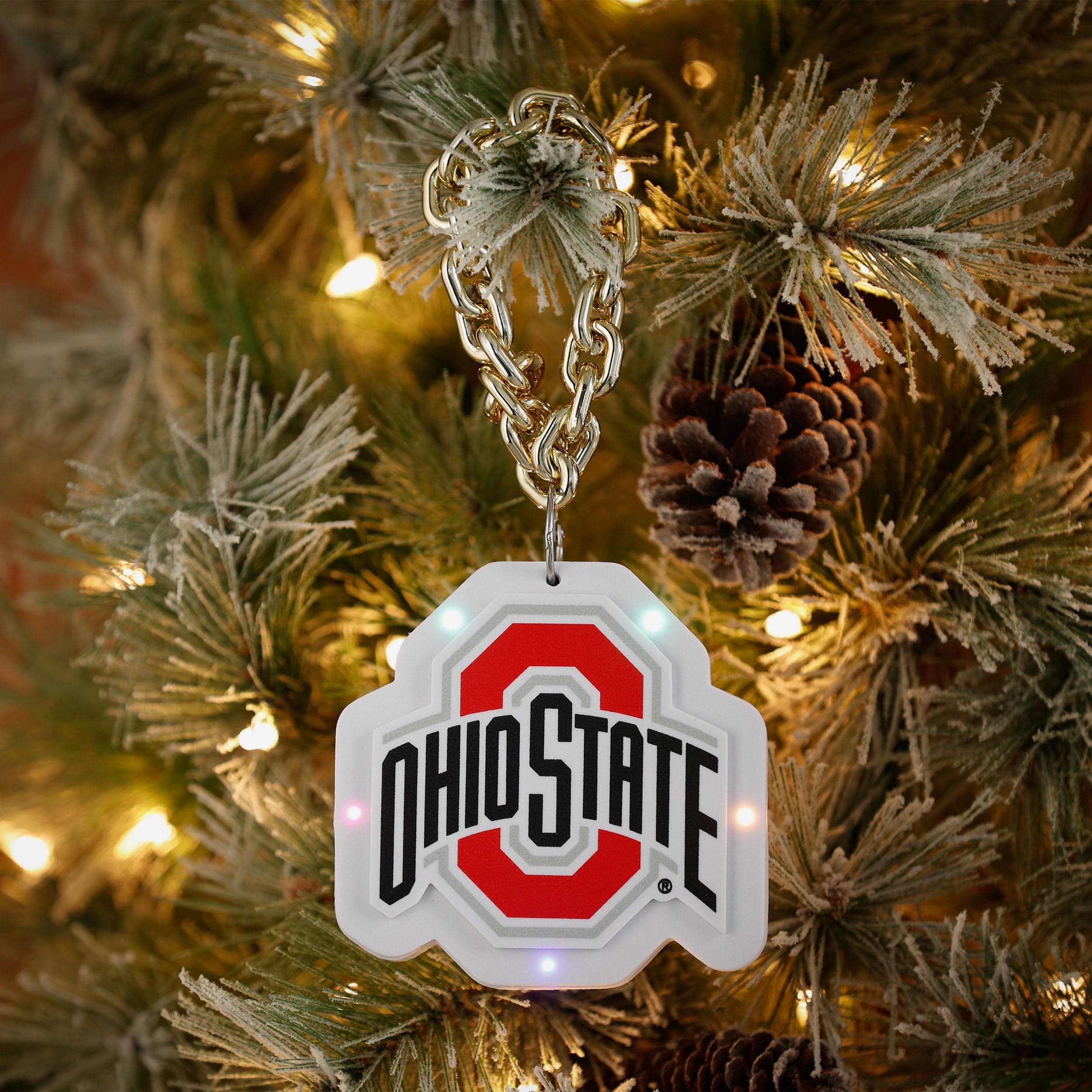 Ohio State Buckeyes Big Logo Light Up Chain Ornament - Image 3
