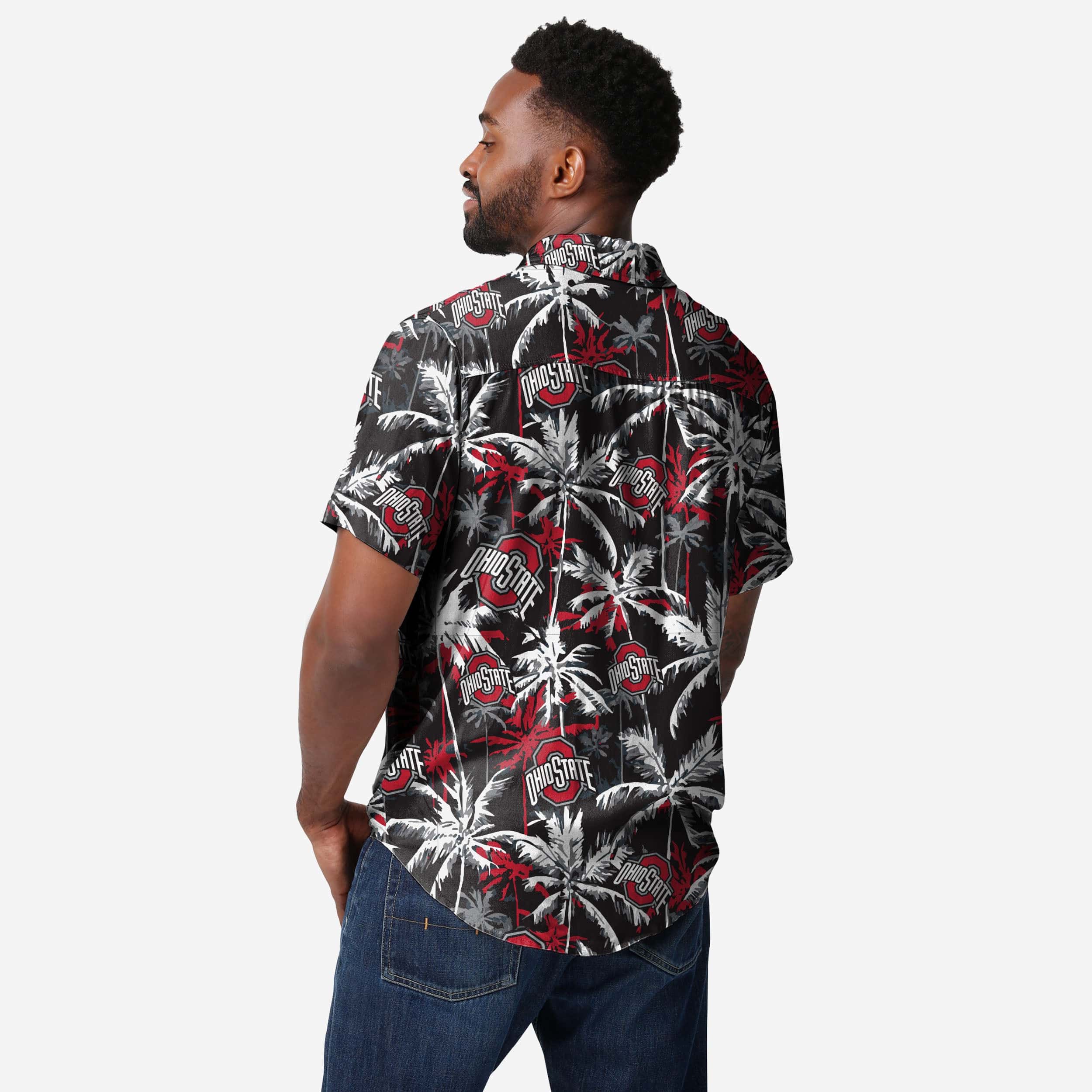 Ohio State Buckeyes Black Floral Button Up Shirt - Image 2