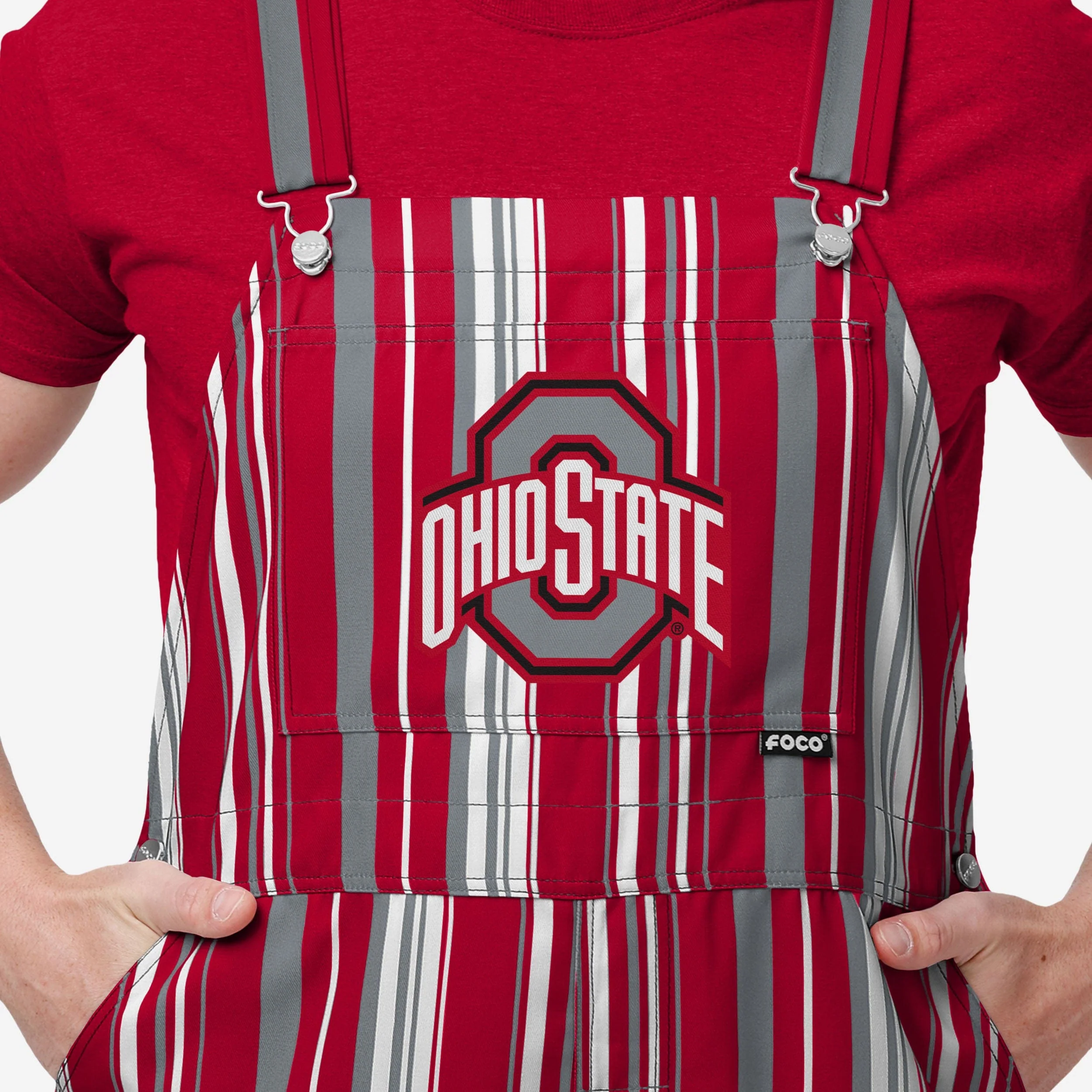 Ohio State Buckeyes Mens Hyper Stripe Bib Overalls - Image 4