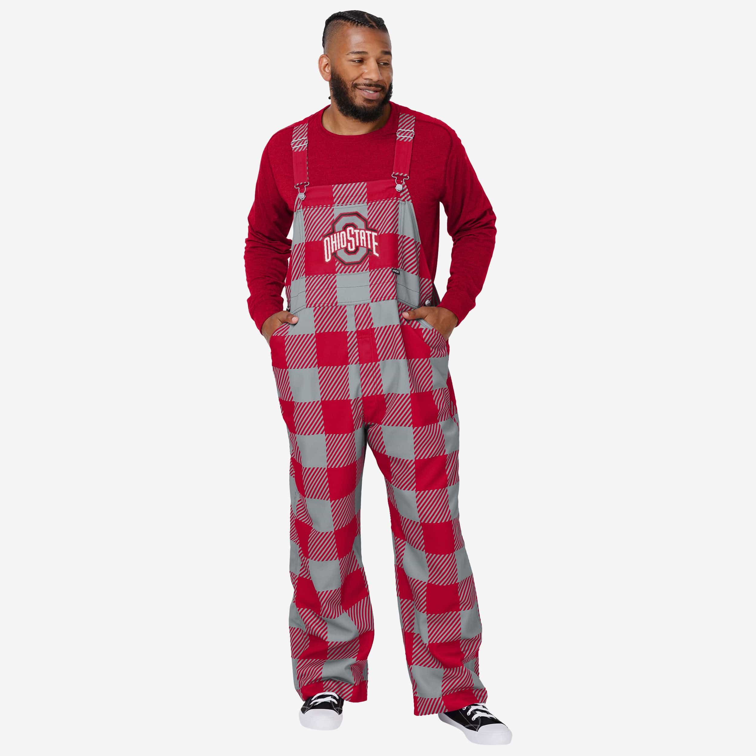 Ohio State Buckeyes Mens Plaid Bib Overalls