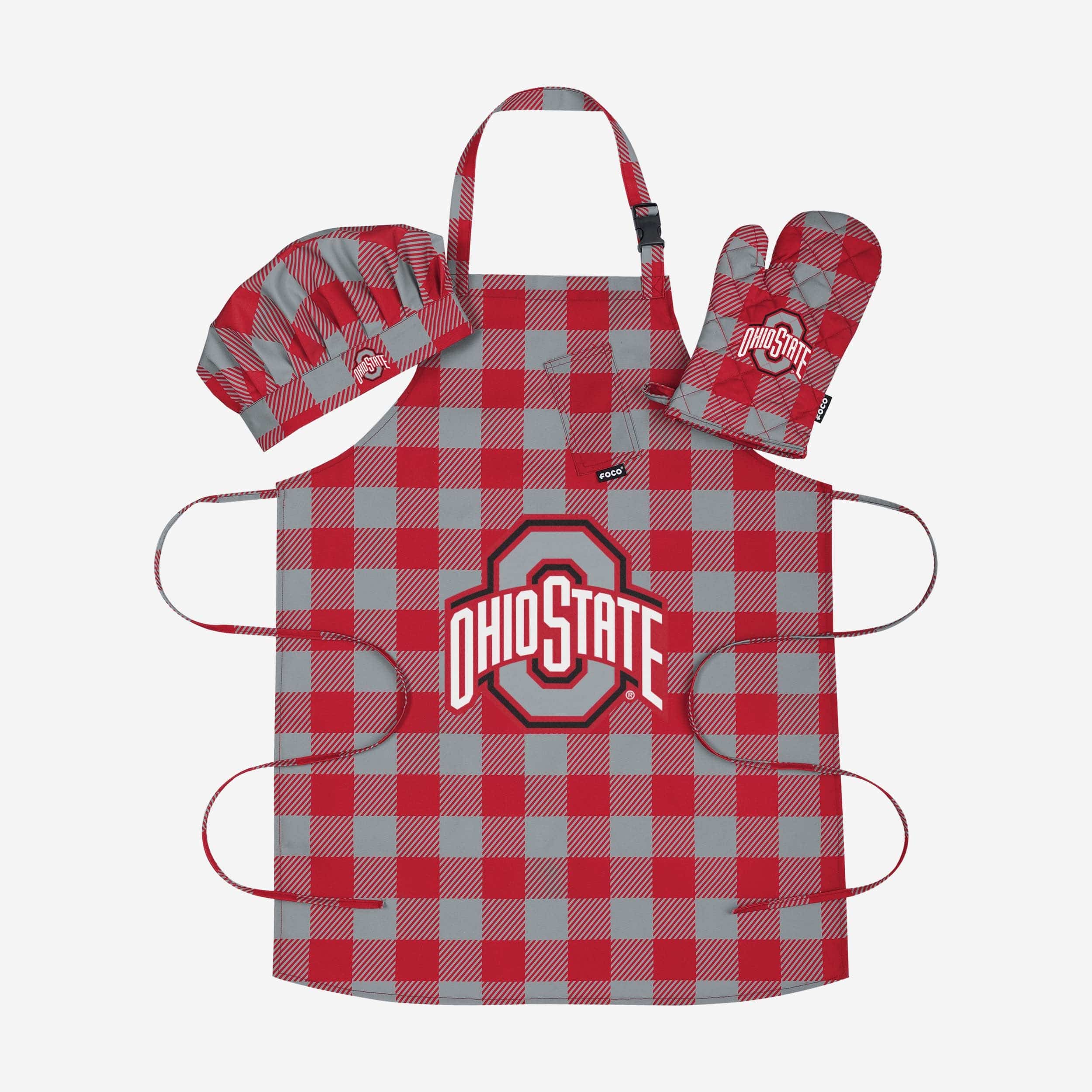 Ohio State Buckeyes Plaid Chef Set