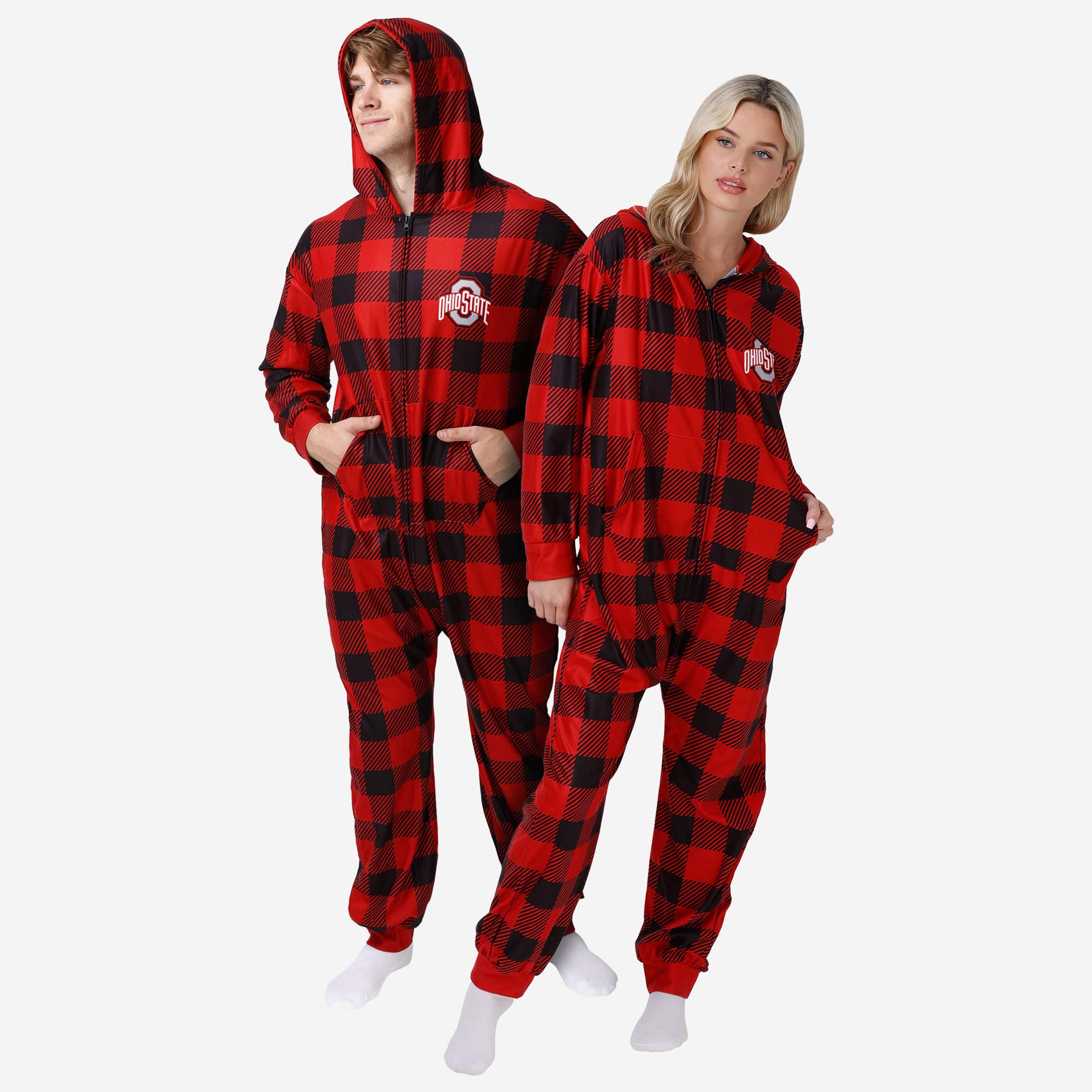 Ohio State Buckeyes Plaid One Piece Pajamas