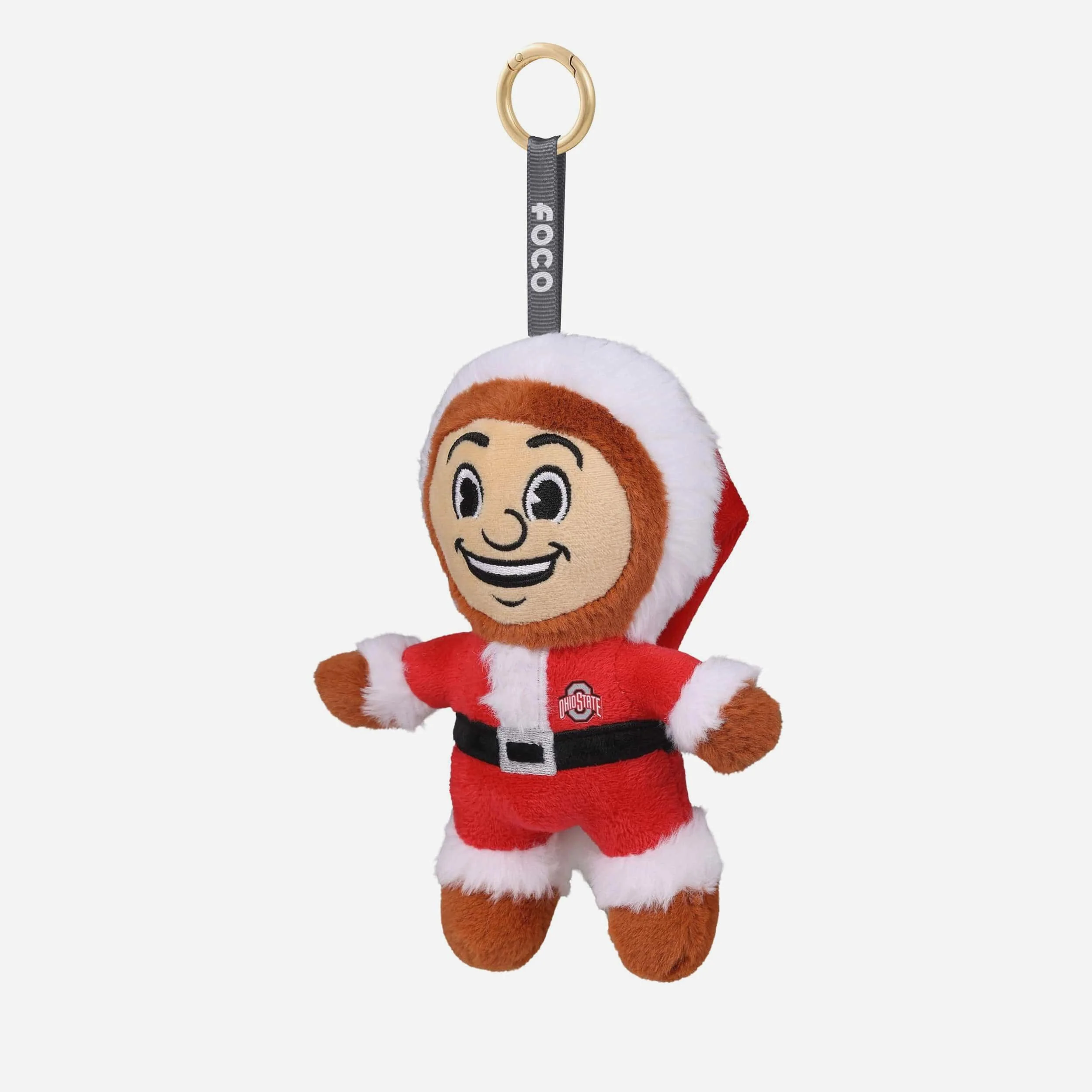 Ohio State Buckeyes Plush Mascot Santa Bag Charm Keychain - Image 3