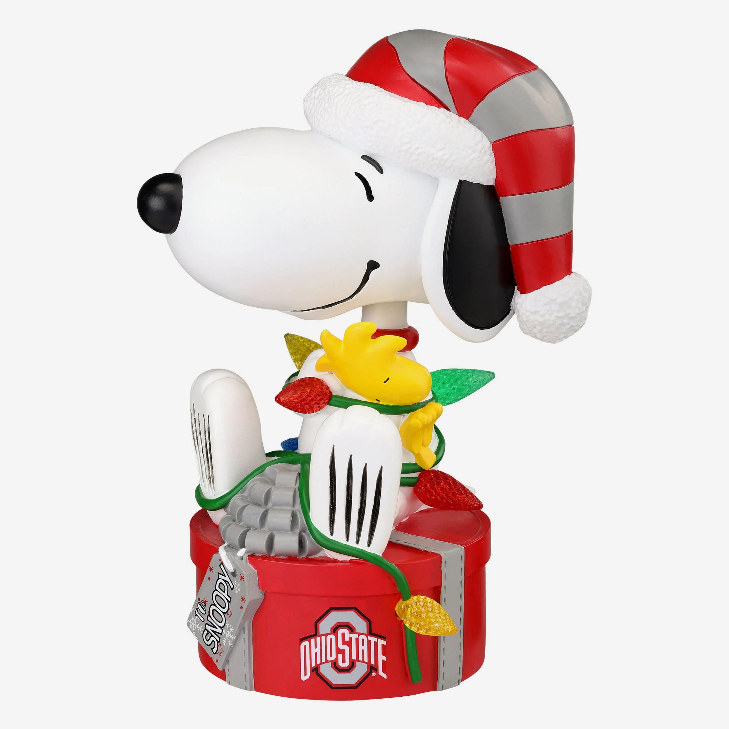 Ohio State Buckeyes Snoopy & Woodstock Peanuts Christmas Light Up Bobblehead