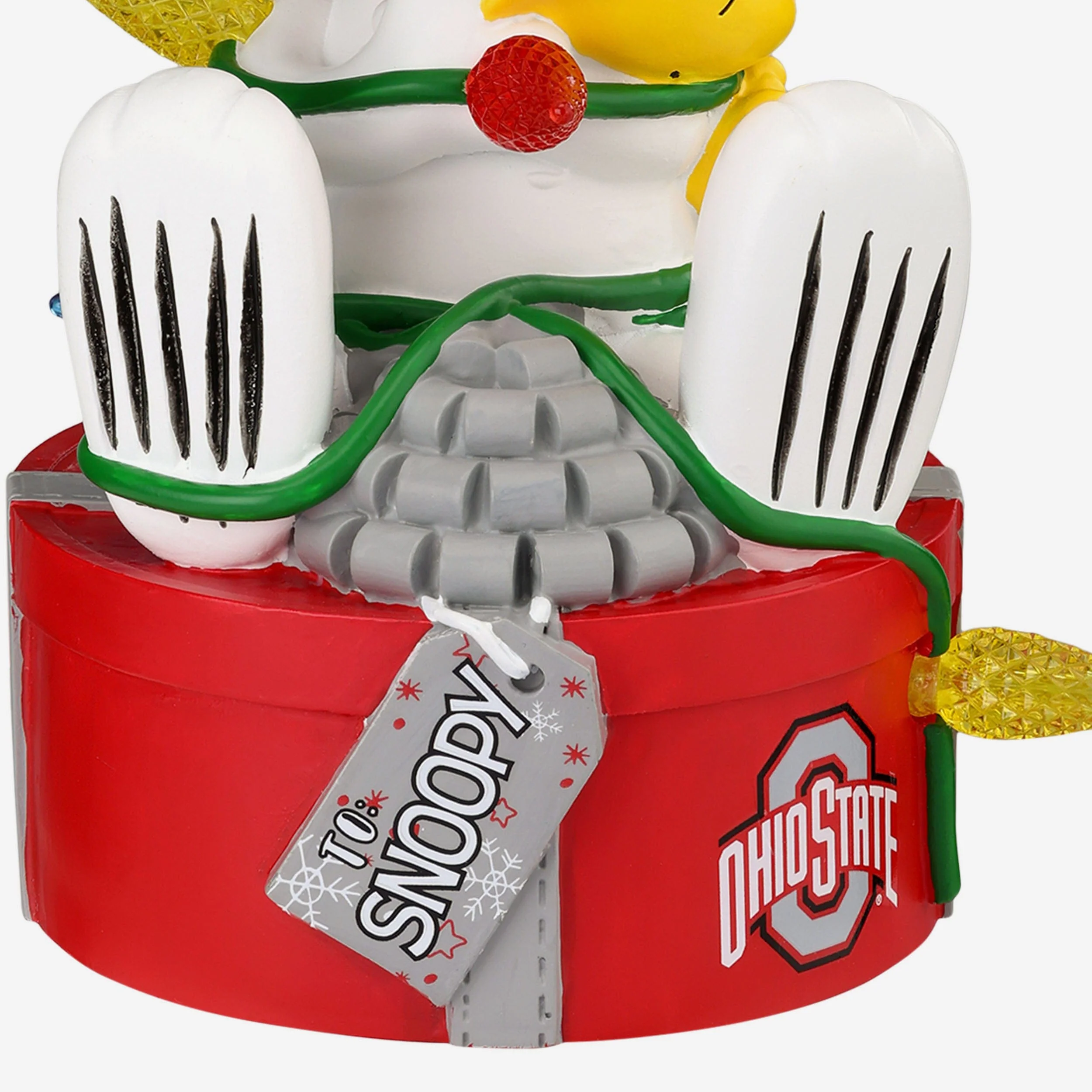 Ohio State Buckeyes Snoopy & Woodstock Peanuts Christmas Light Up Bobblehead - Image 4