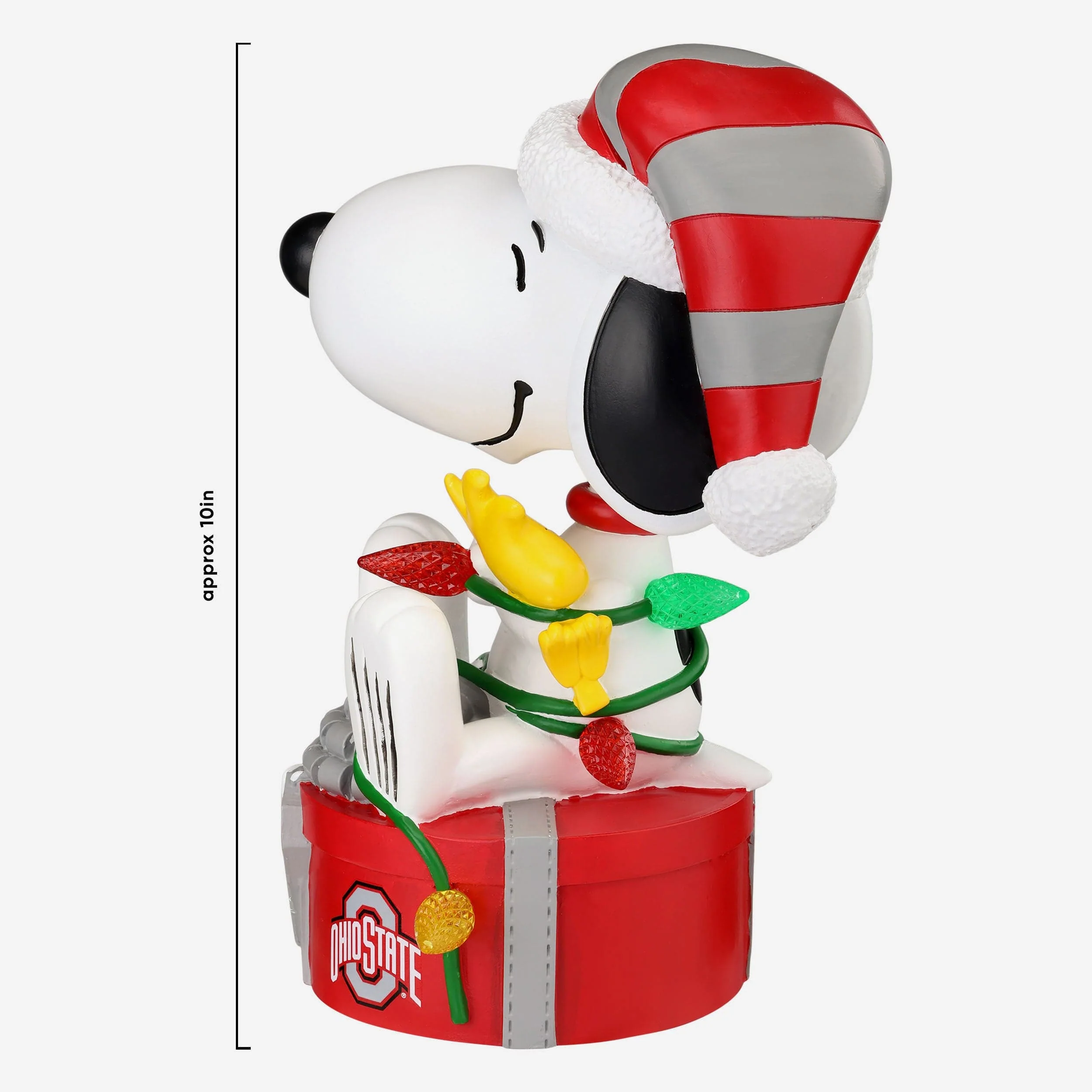 Ohio State Buckeyes Snoopy & Woodstock Peanuts Christmas Light Up Bobblehead - Image 5