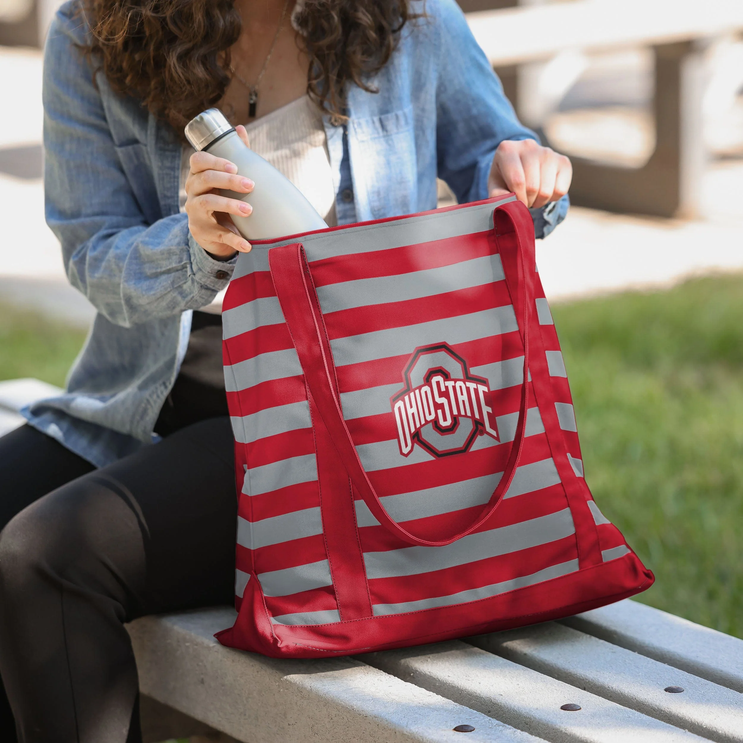 Ohio State Buckeyes Team Stripe Canvas Tote Bag - Image 3
