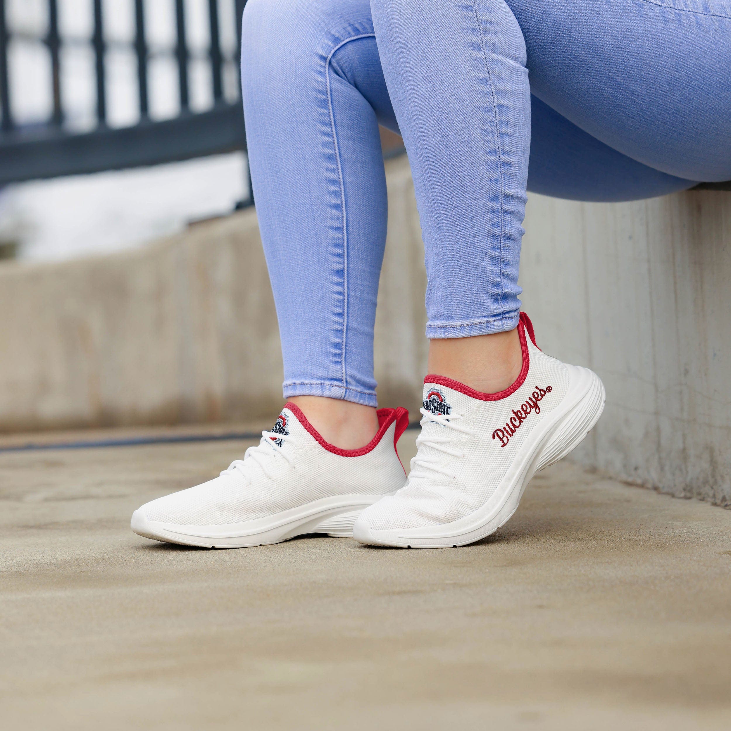 Ohio State Buckeyes Womens Midsole White Sneaker - Image 3