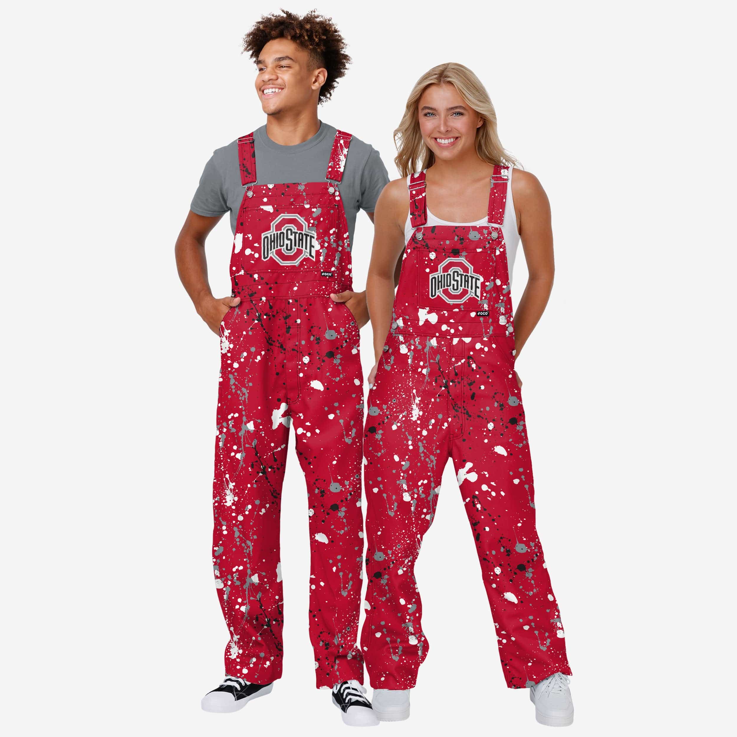 Ohio State Buckeyes Womens Paint Splatter Bib Overalls - Image 3