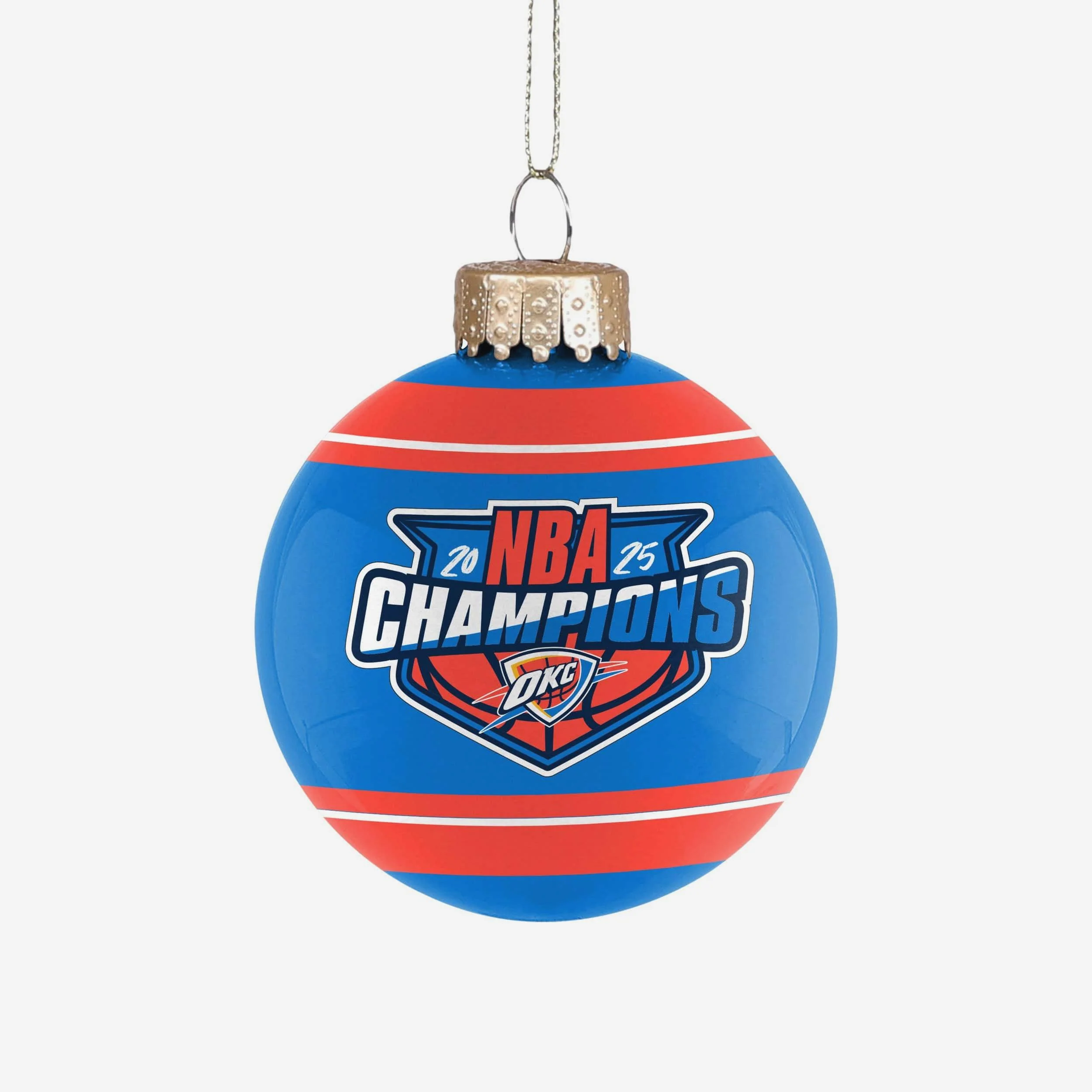 Oklahoma City Thunder 2025 NBA Champions Glass Ball Ornament
