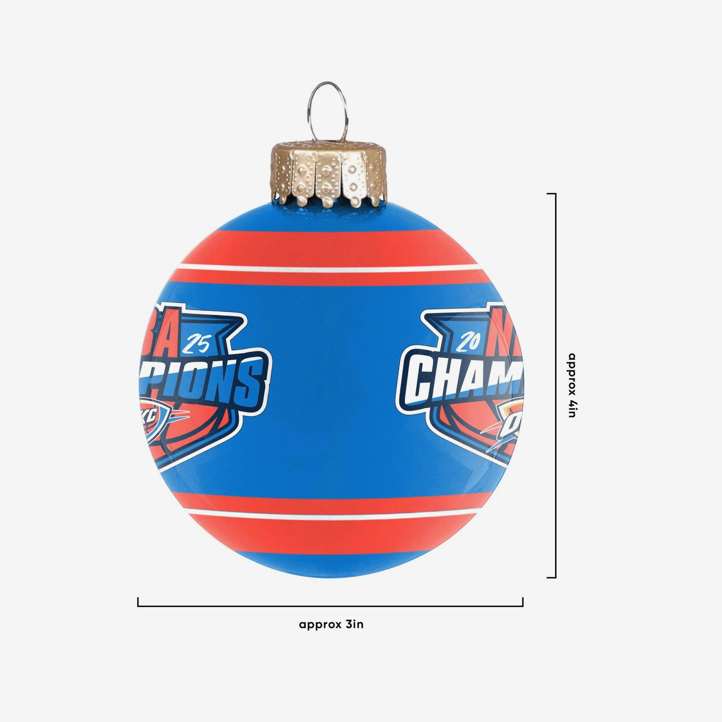 Oklahoma City Thunder 2025 NBA Champions Glass Ball Ornament - Image 2