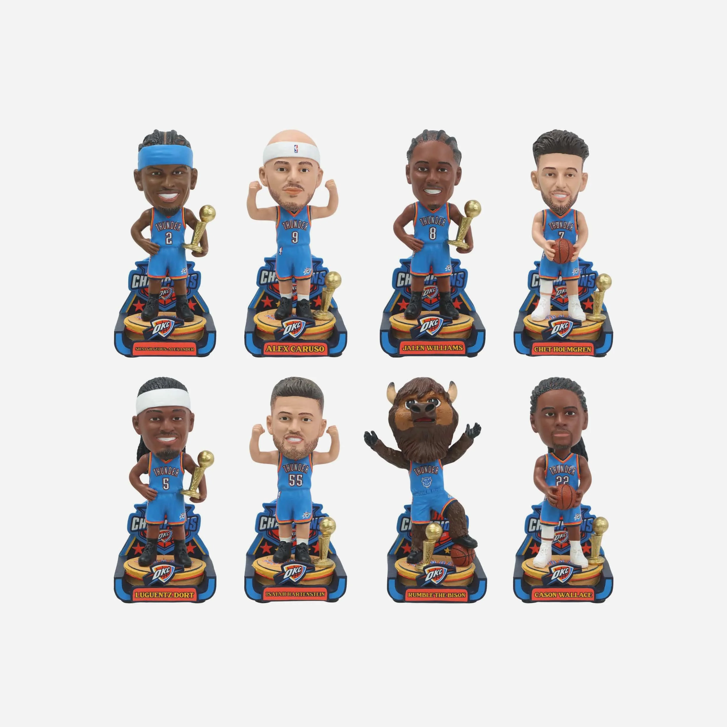 Oklahoma City Thunder 2025 NBA Champions Mini Bobblehead Boxed Set