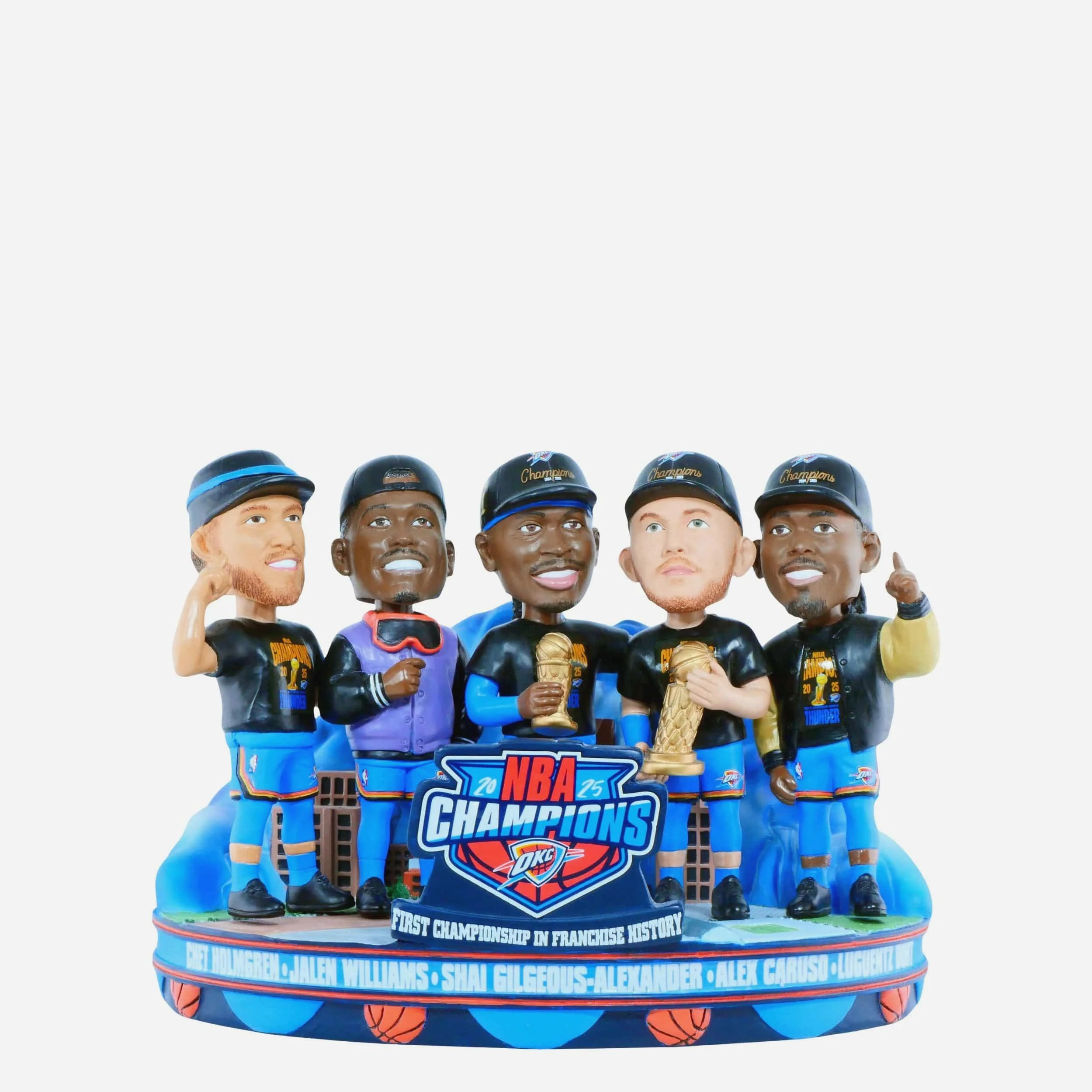 Oklahoma City Thunder 2025 NBA Champions Mini Bobblehead Scene
