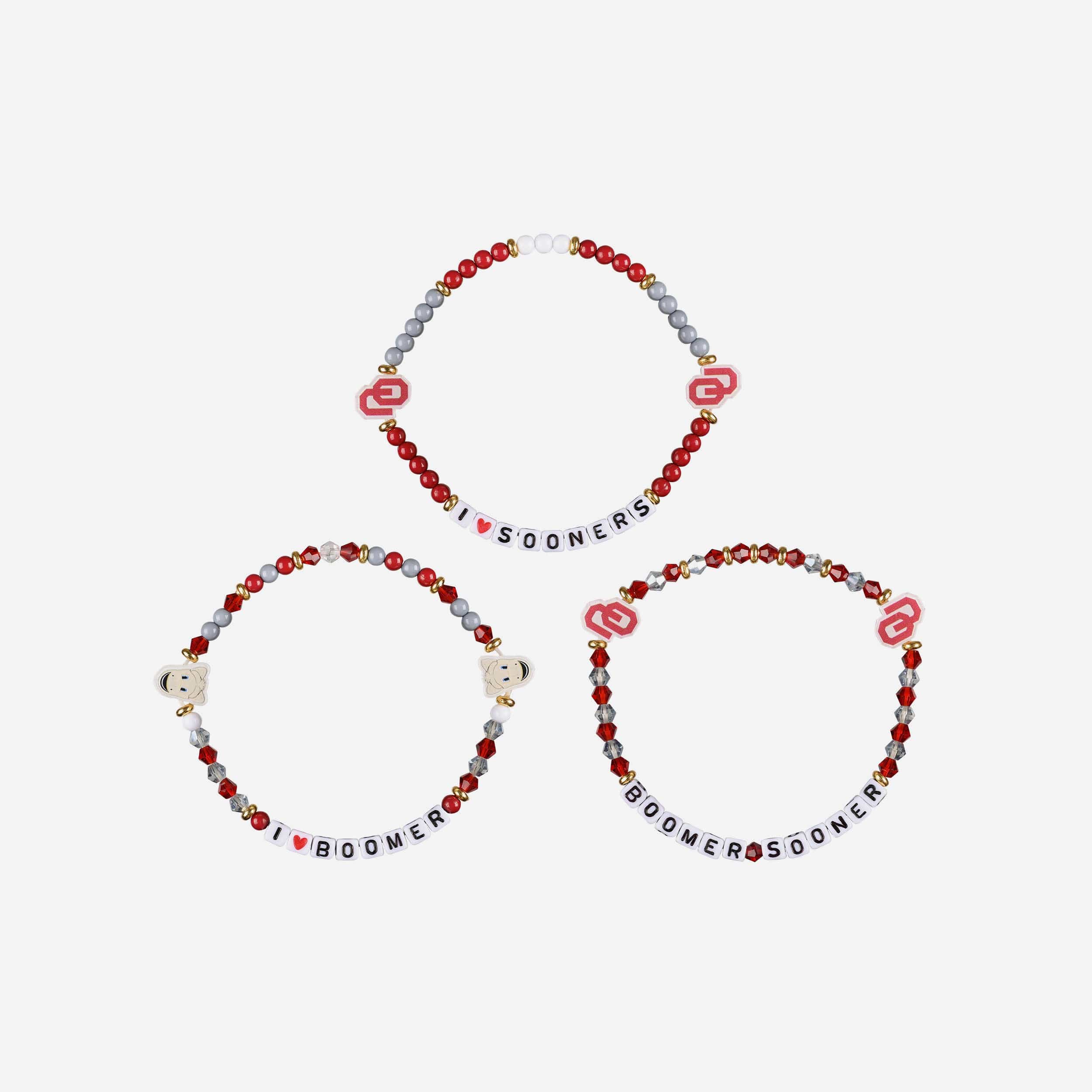 Oklahoma Sooners 3 Pack Friendship Bracelet - Image 3