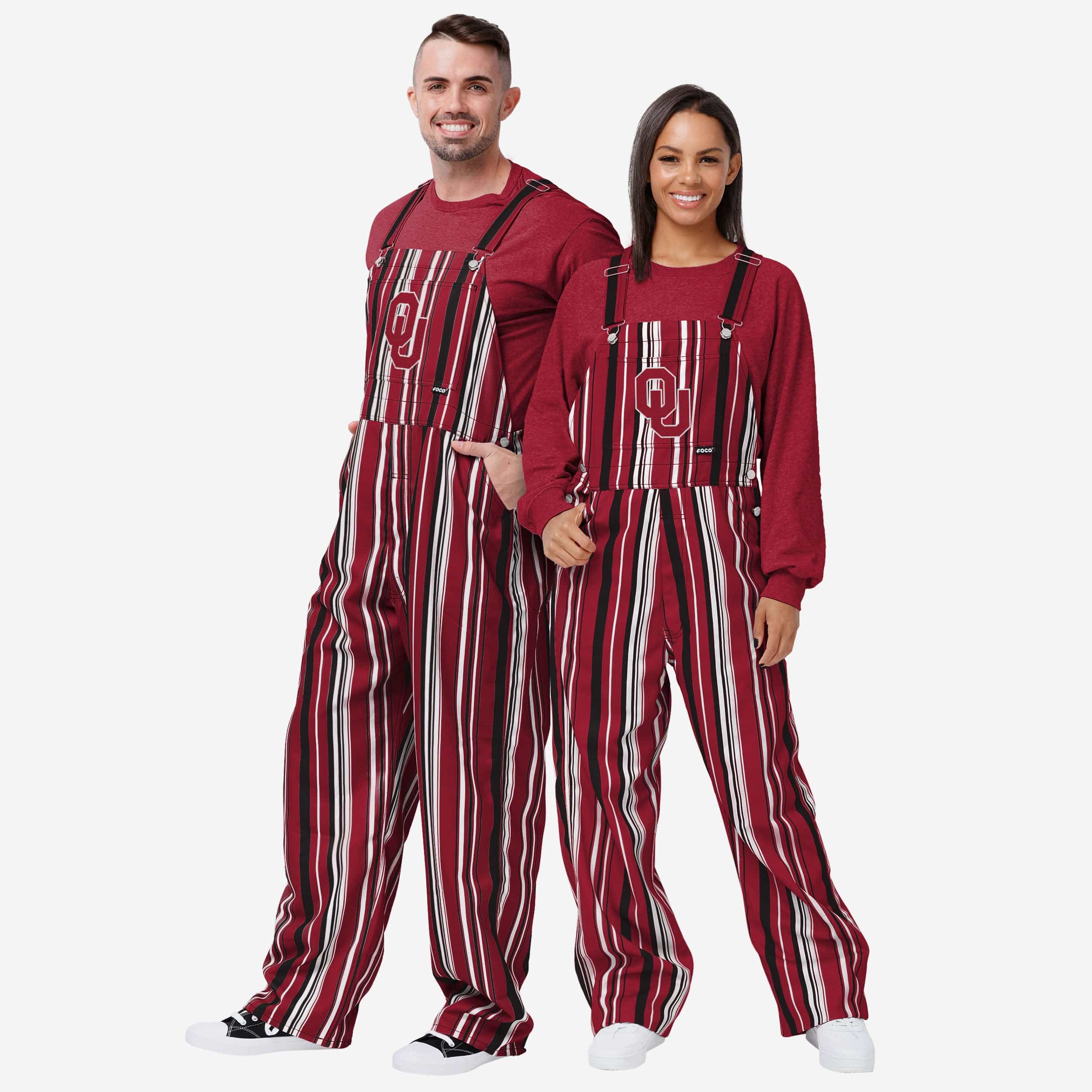 Oklahoma Sooners Mens Hyper Stripe Bib Overalls - Image 3