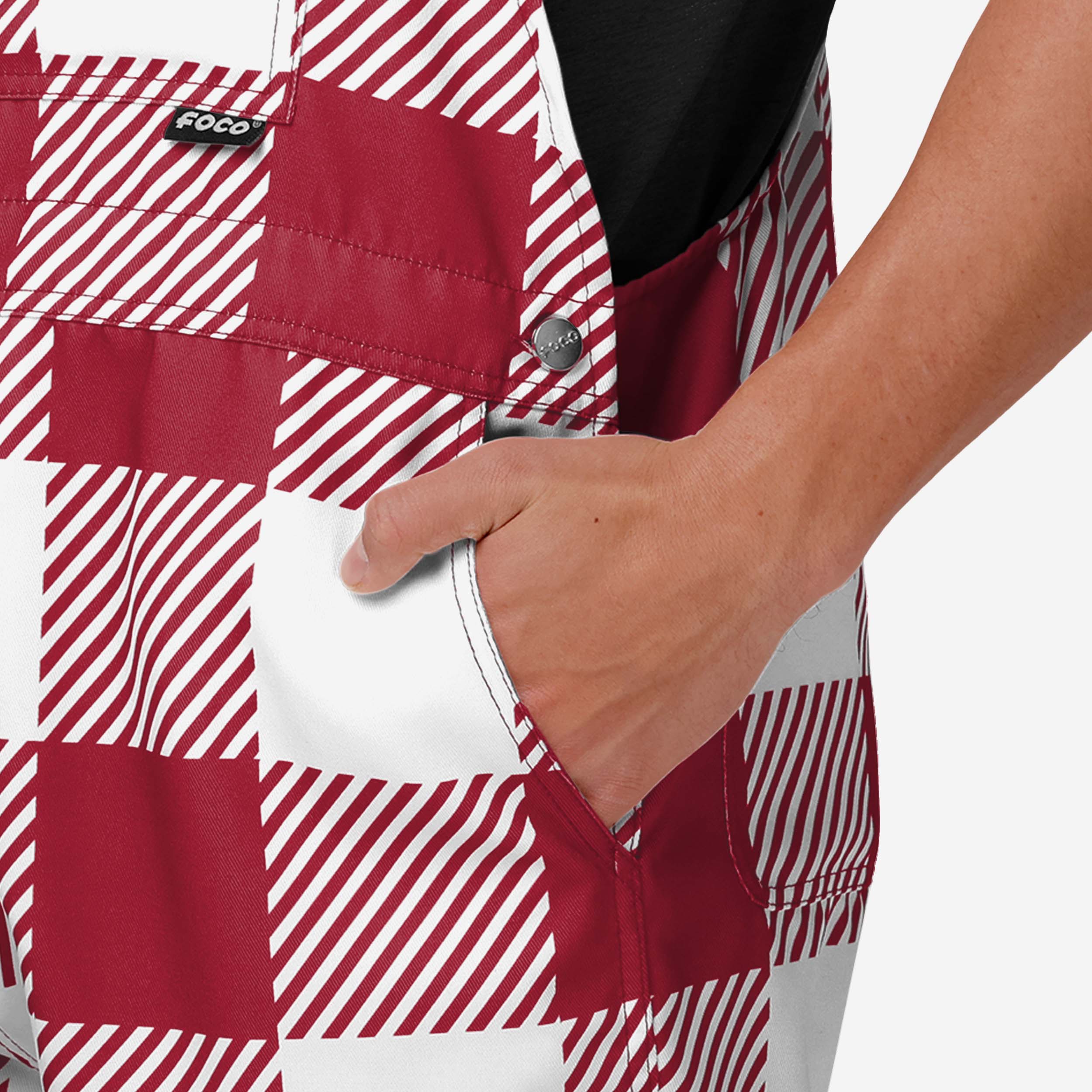 Oklahoma Sooners Mens Plaid Bib Shortalls - Image 5